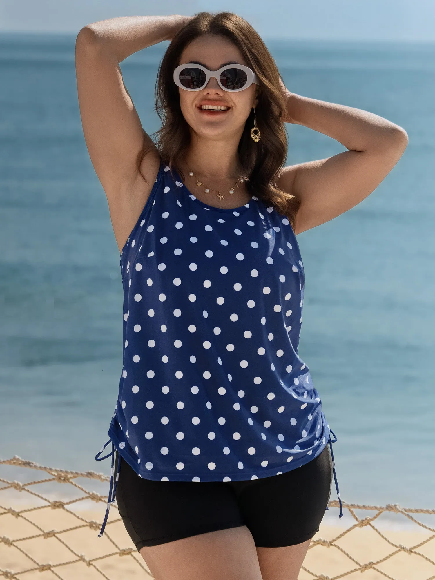 Polka Dots Side Drawstring Swim Top sold by Bloomchic product image thumbnail 4