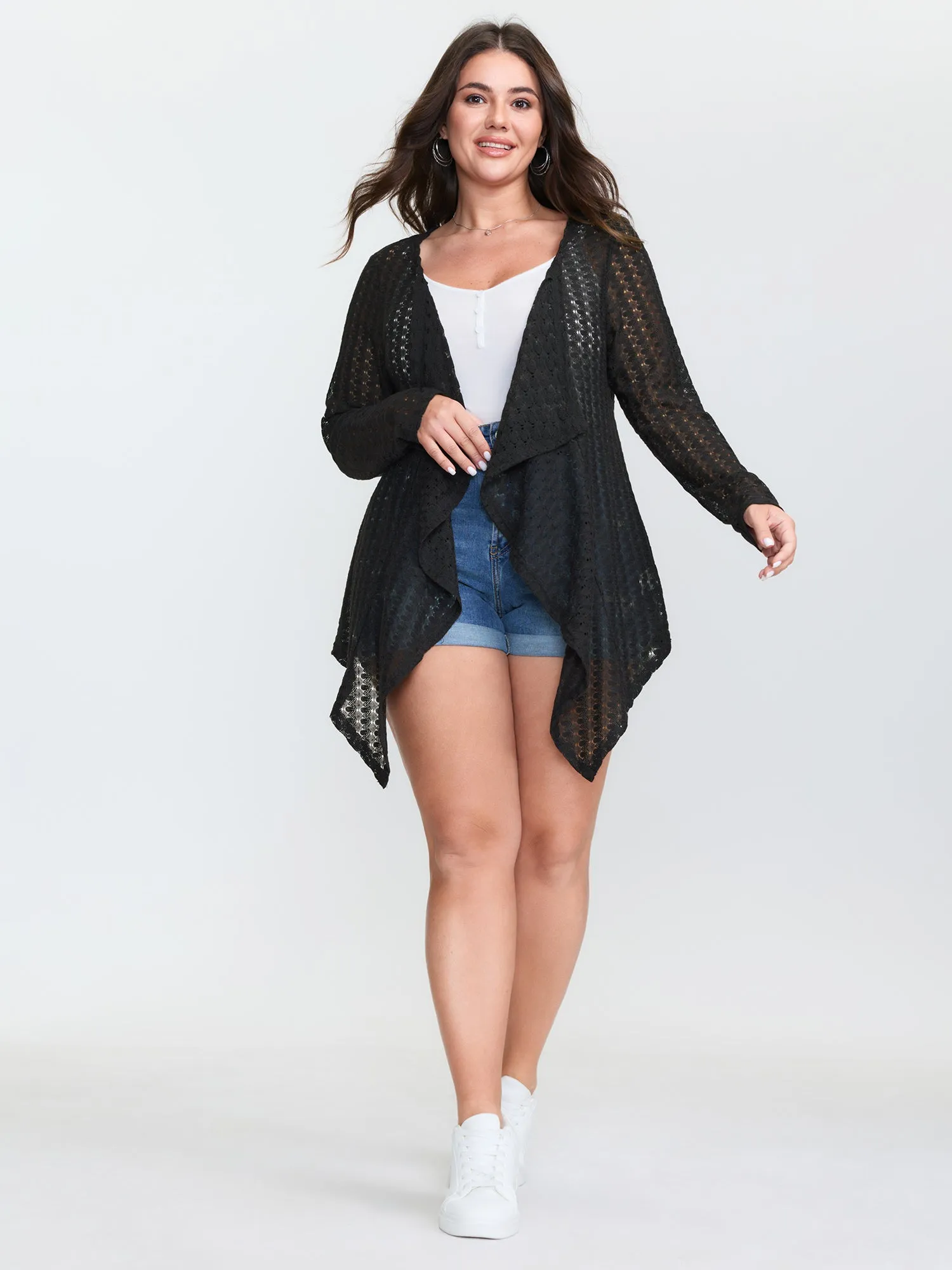 Crochet Textured Ruffled Hem Cover-Up sold by Bloomchic product image thumbnail 2