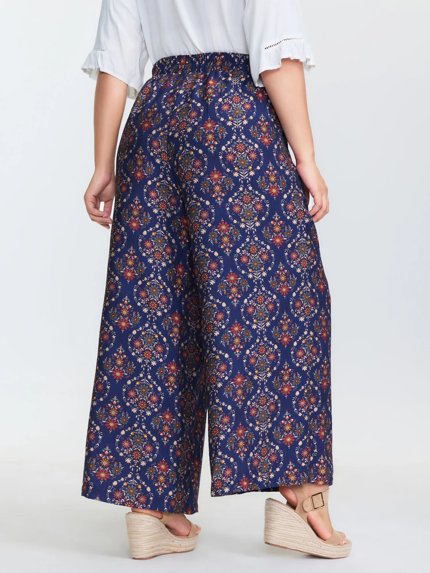 Geometric Print Wide Waistband Straight Leg Pants sold by Bloomchic product image thumbnail 5