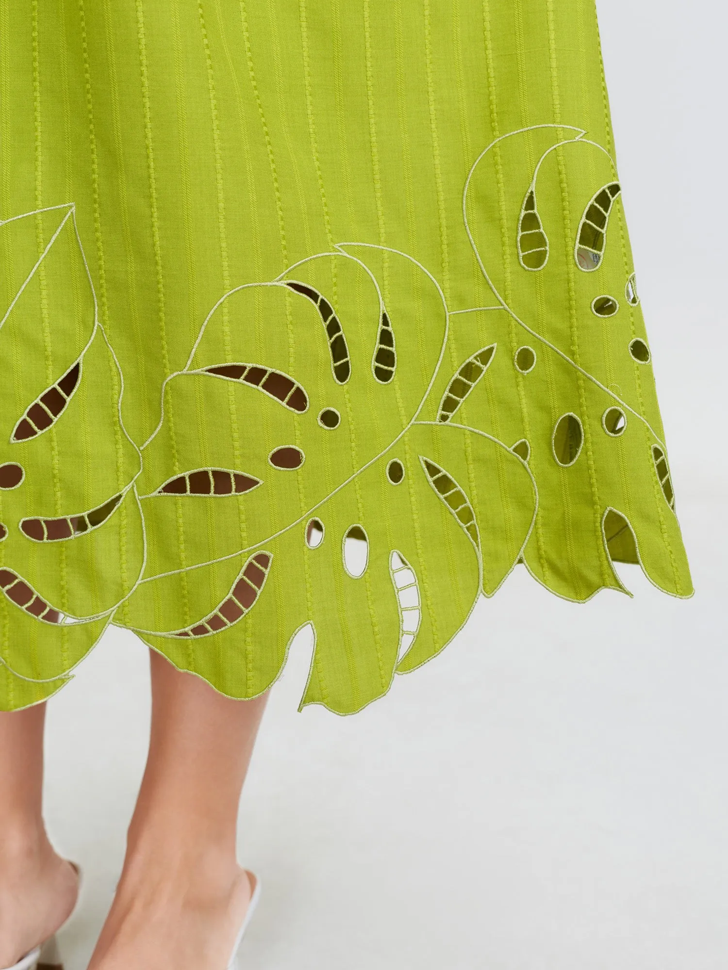 Ruched Bodice Embroidered Cut Out Midi Dress sold by Bloomchic product image thumbnail 4