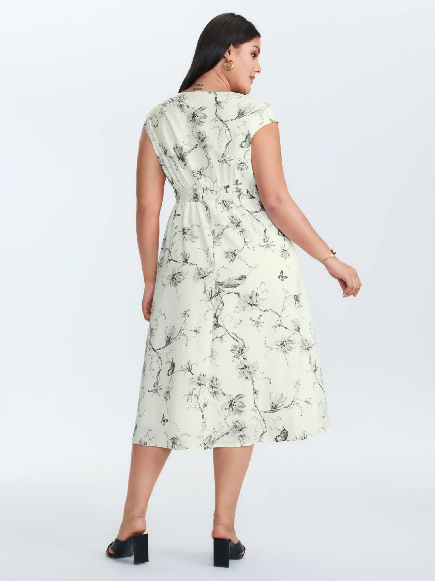 Floral Print Triangular Waist Midi Dress sold by Bloomchic product image thumbnail 4