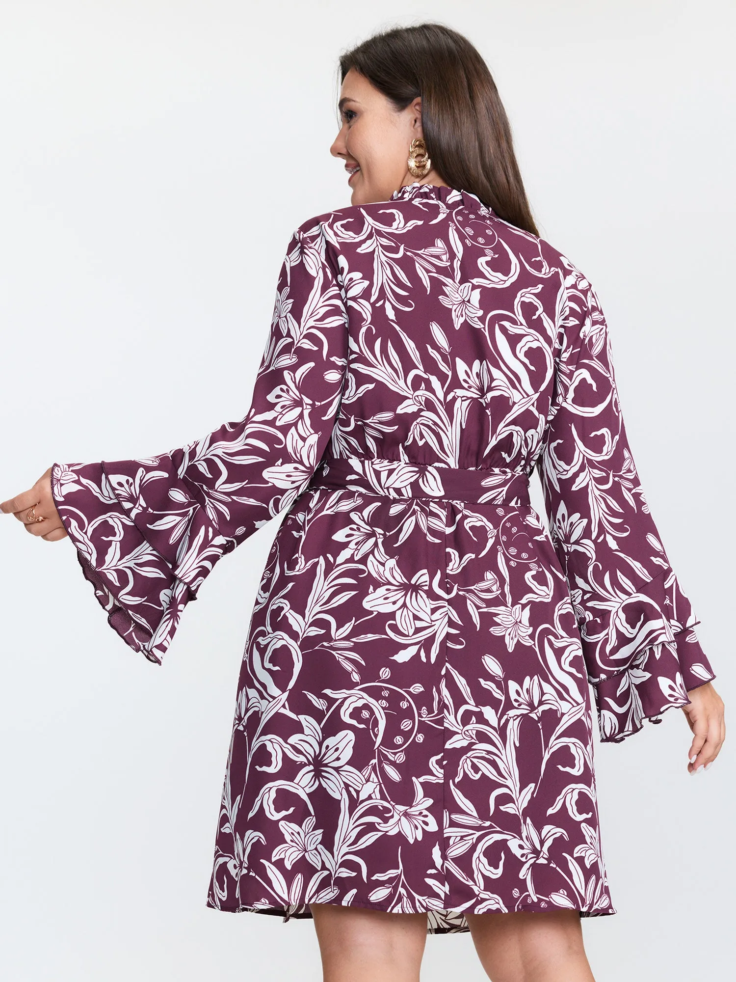 Retro Floral Print A-Line Mini Dress sold by Bloomchic product image thumbnail 4