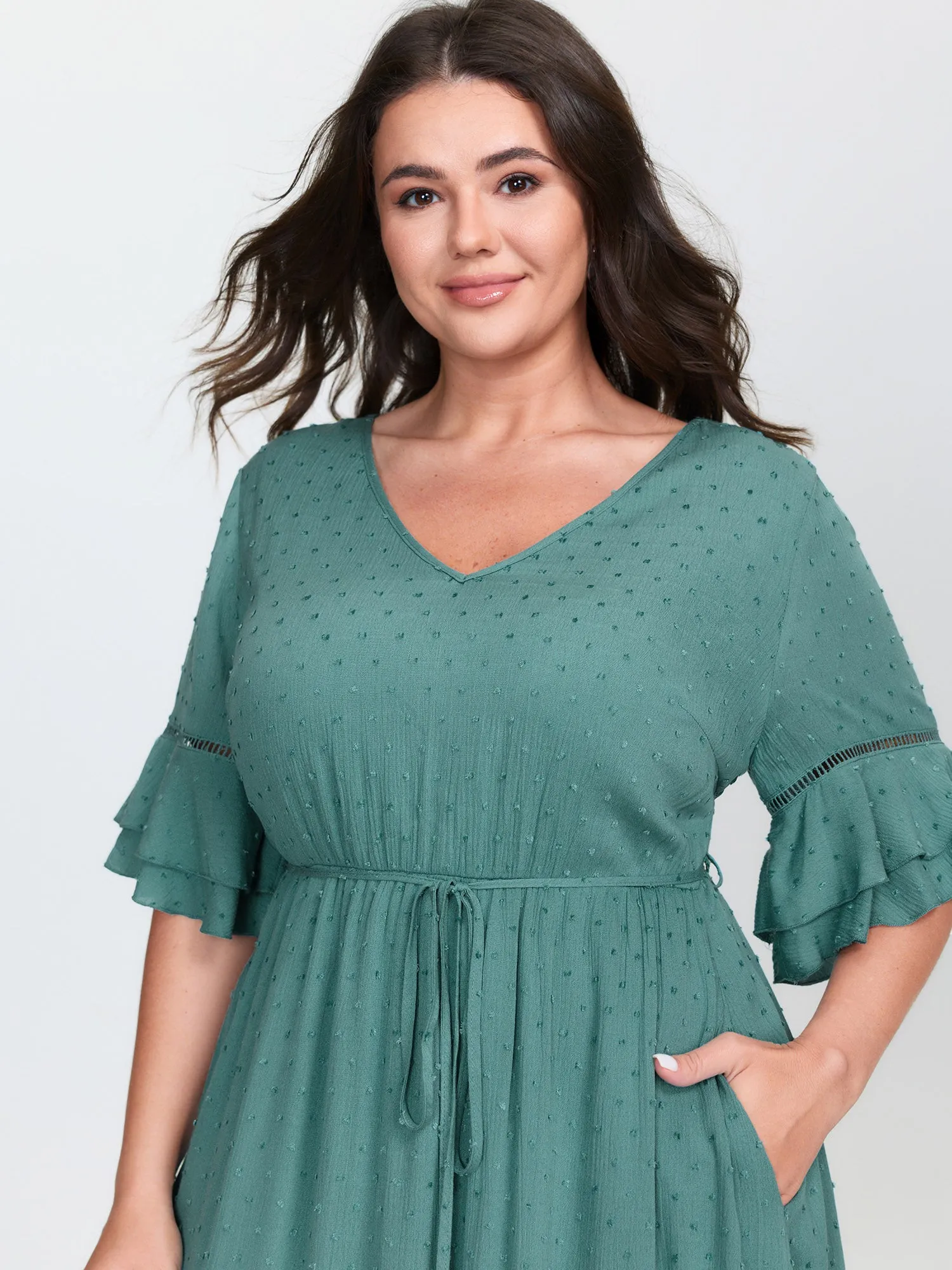 Supersoft Drawstring Waist V-Neck Dress sold by Bloomchic product image thumbnail 3