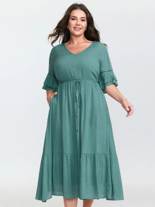 Supersoft Drawstring Waist V-Neck Dress sold by Bloomchic