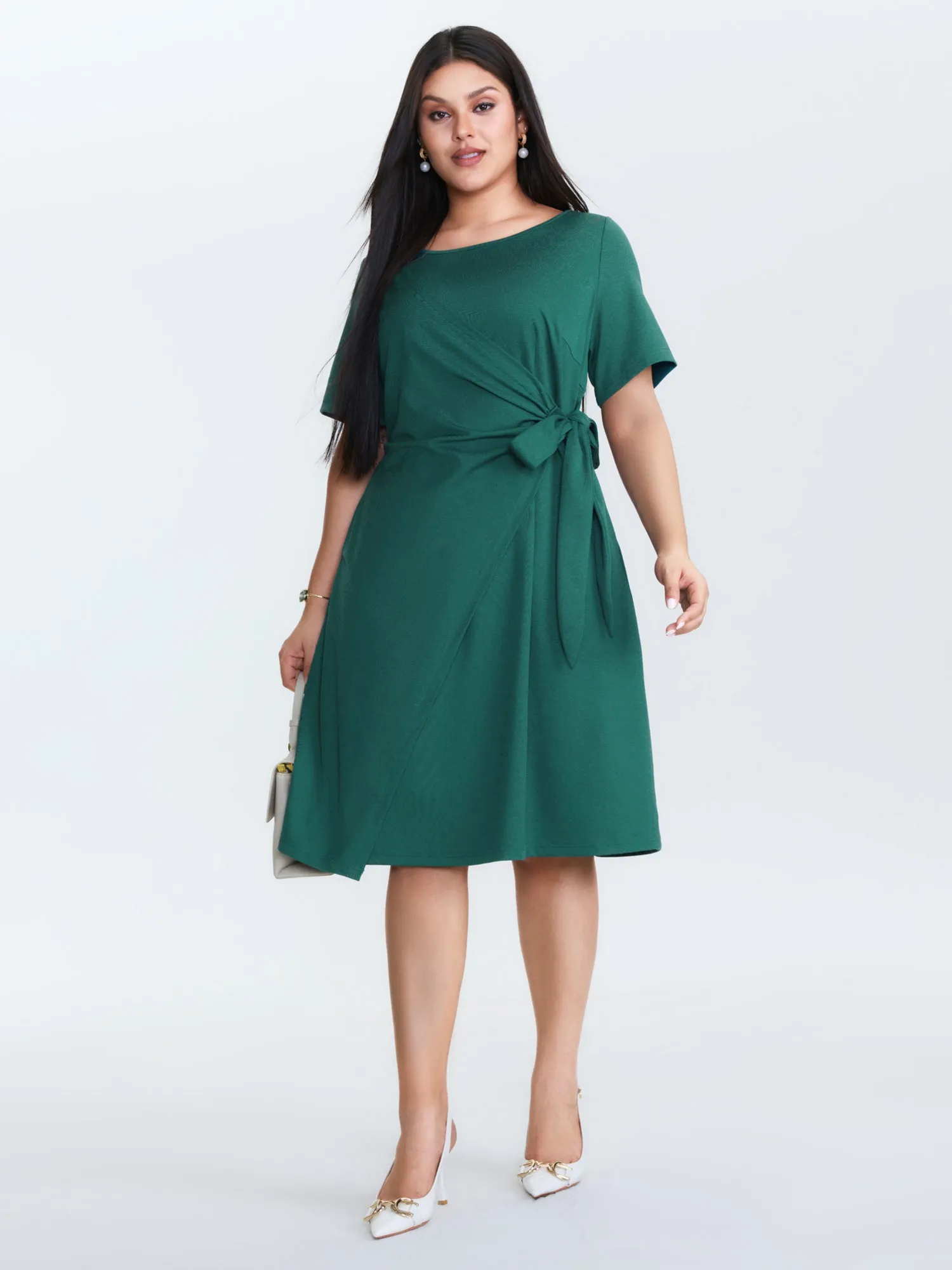 Knotted Side-Tie Wrap Mini Dress sold by Bloomchic product image thumbnail 3