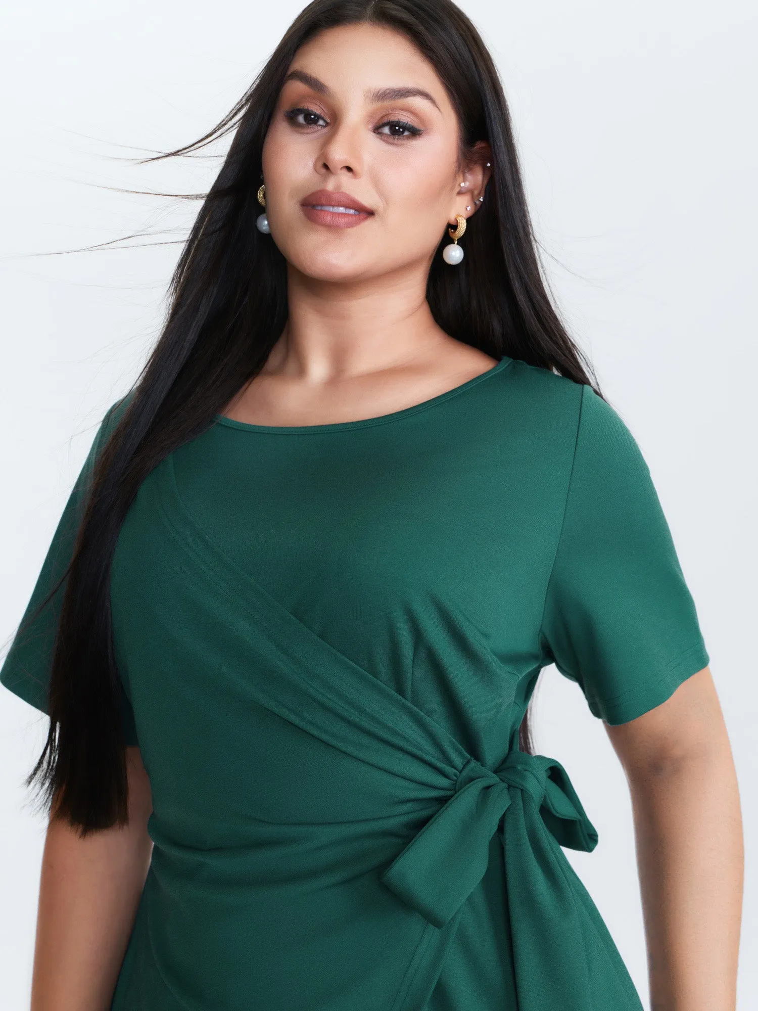 Knotted Side-Tie Wrap Mini Dress sold by Bloomchic product image thumbnail 2