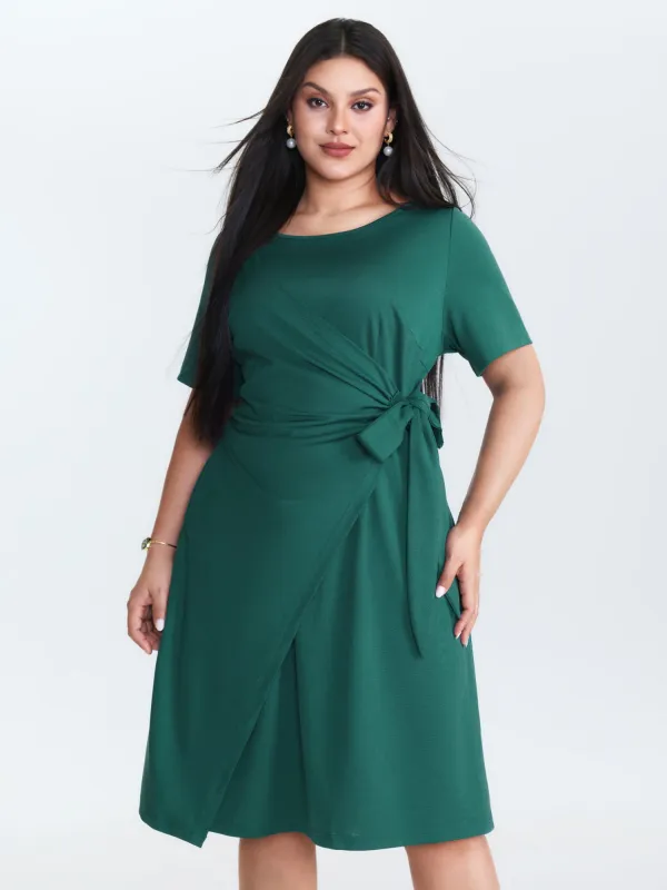 Knotted Side-Tie Wrap Mini Dress sold by Bloomchic