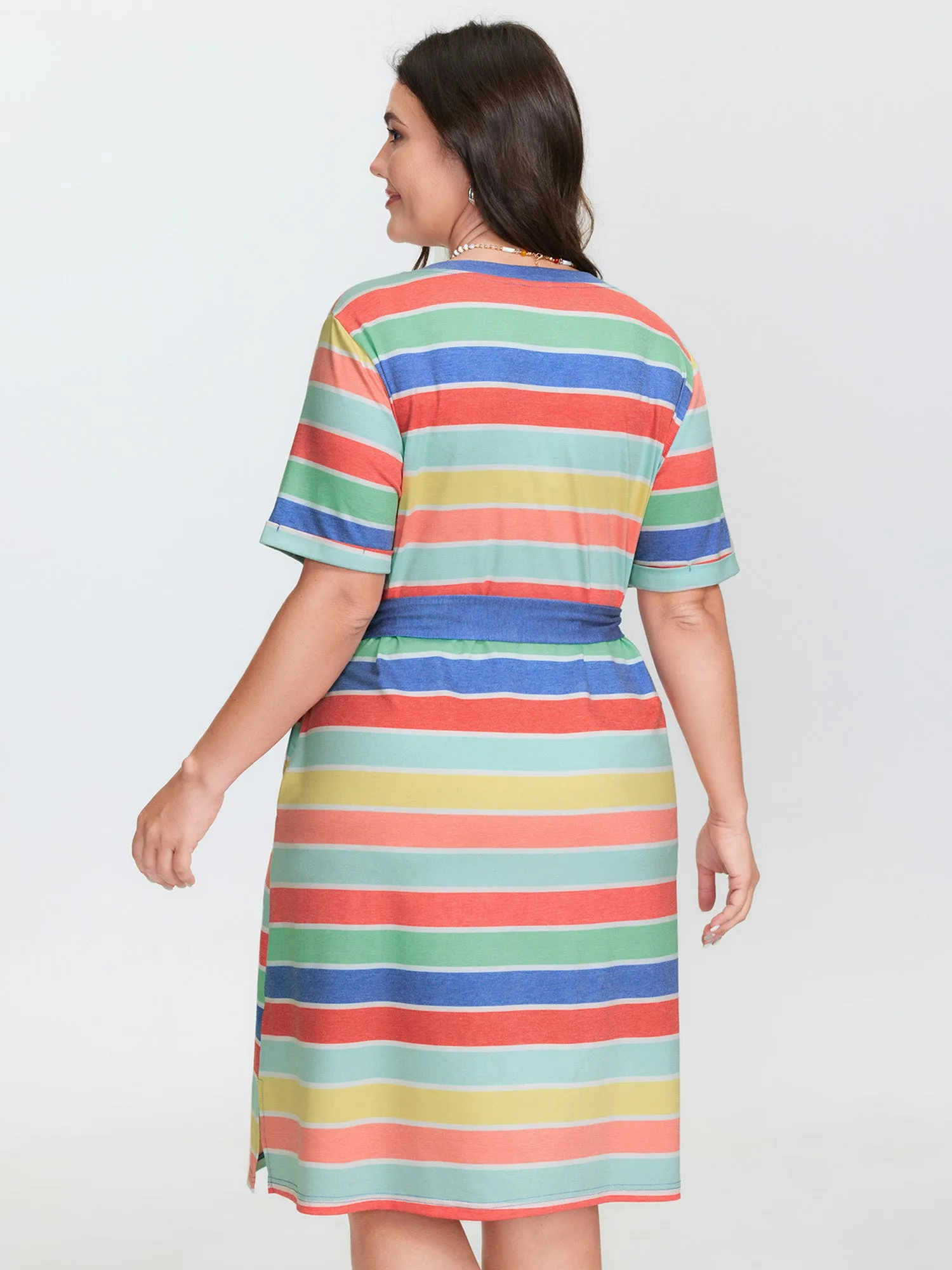 Colorful Stripe Heather Pockets Midi Dress sold by Bloomchic product image thumbnail 5