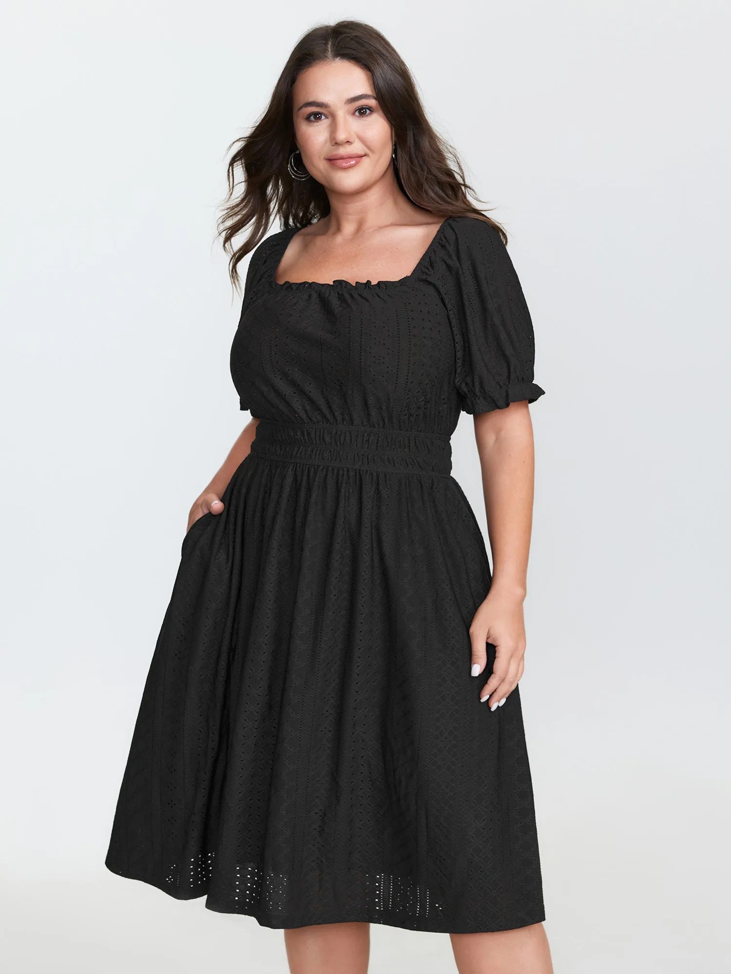 Textured Pocket Lined Midi Dress sold by Bloomchic