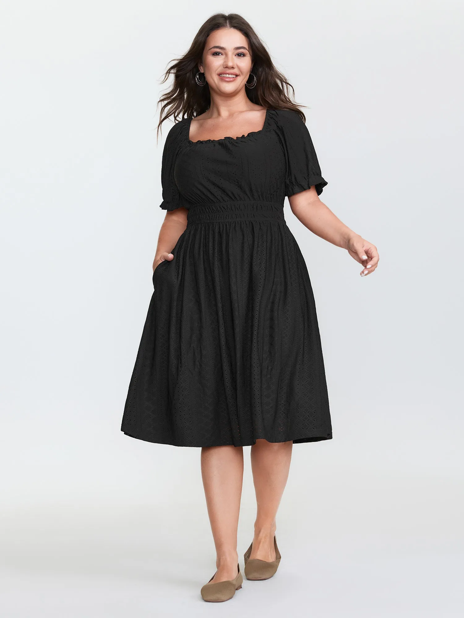 Textured Pocket Lined Midi Dress sold by Bloomchic product image thumbnail 3
