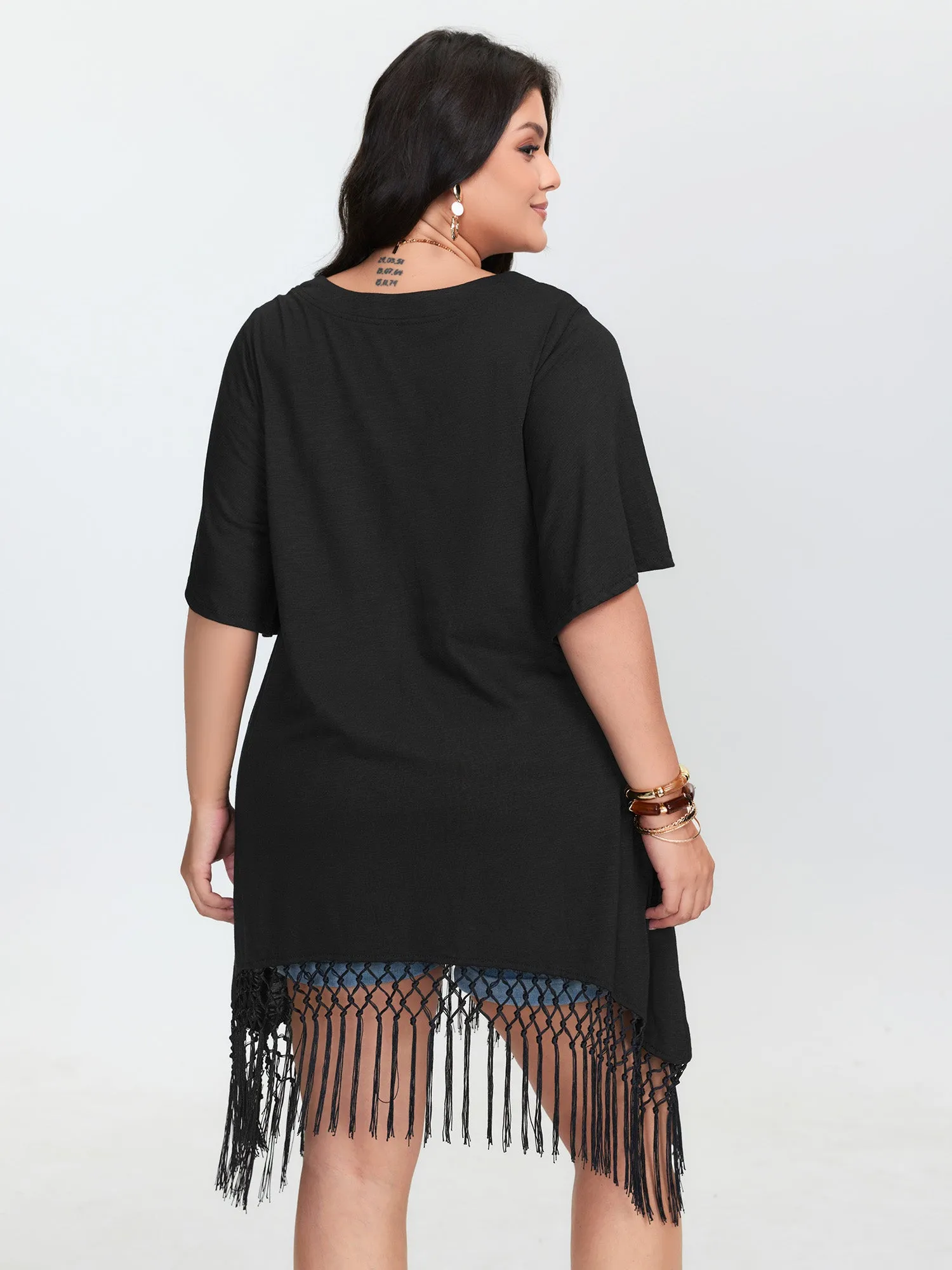 Asymmetrical Tassel Hem Plain Tunic sold by Bloomchic product image thumbnail 5