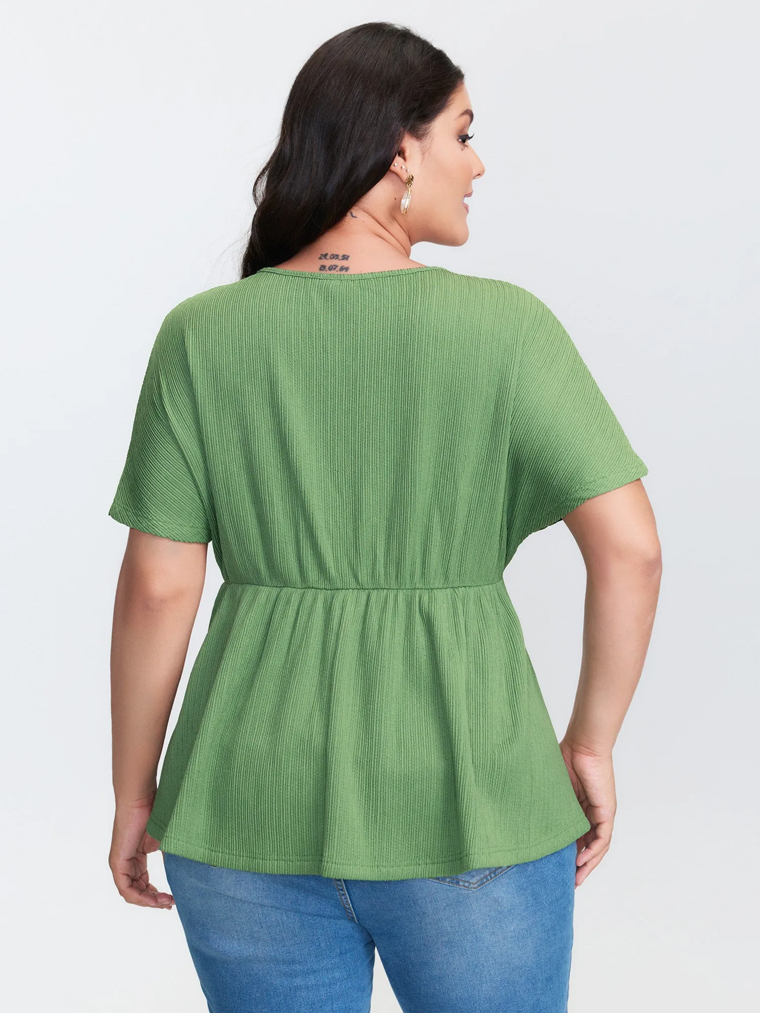 Knotted Side Waist Slit T-Shirt sold by Bloomchic product image thumbnail 4