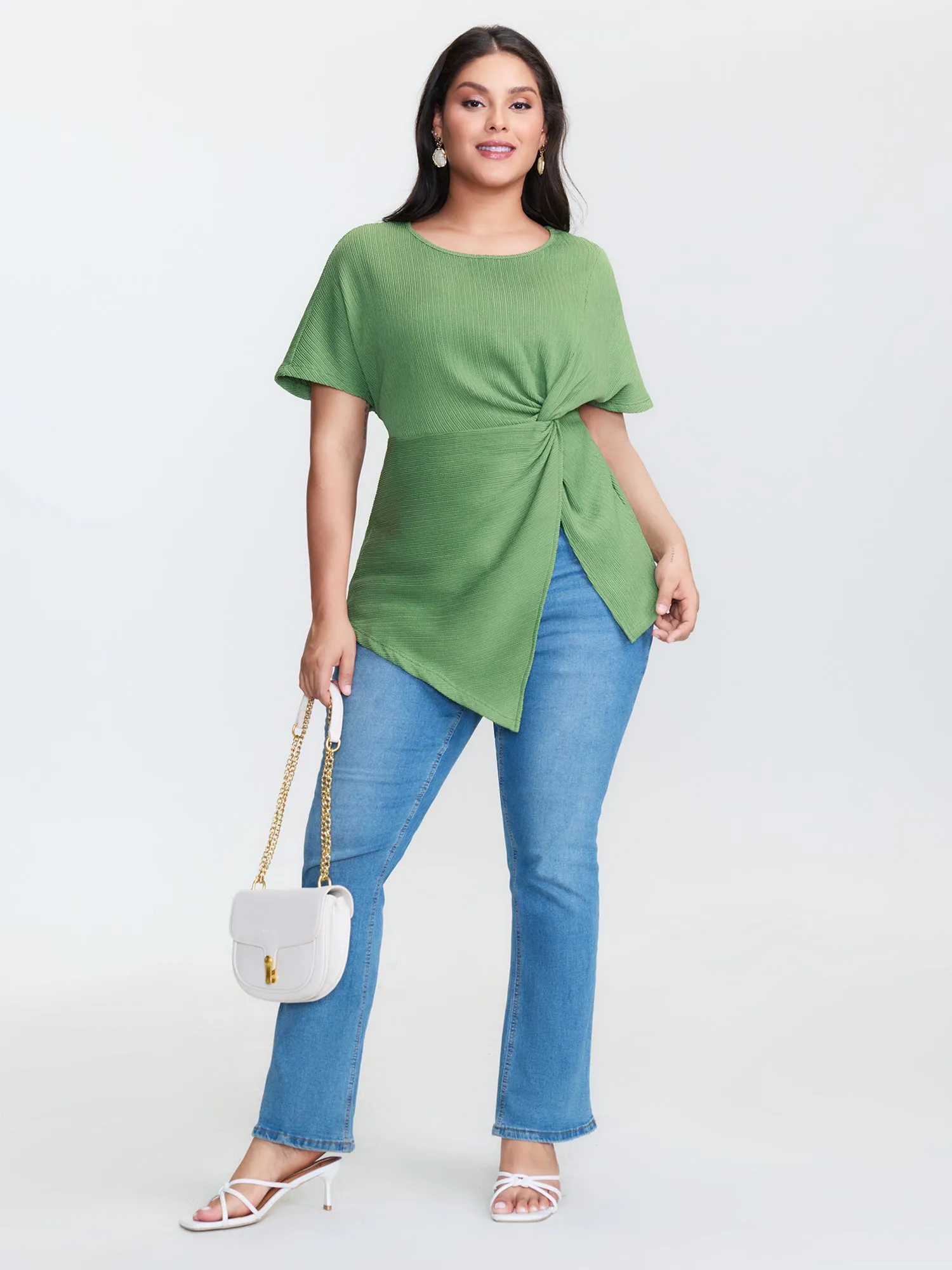 Knotted Side Waist Slit T-Shirt sold by Bloomchic product image thumbnail 3