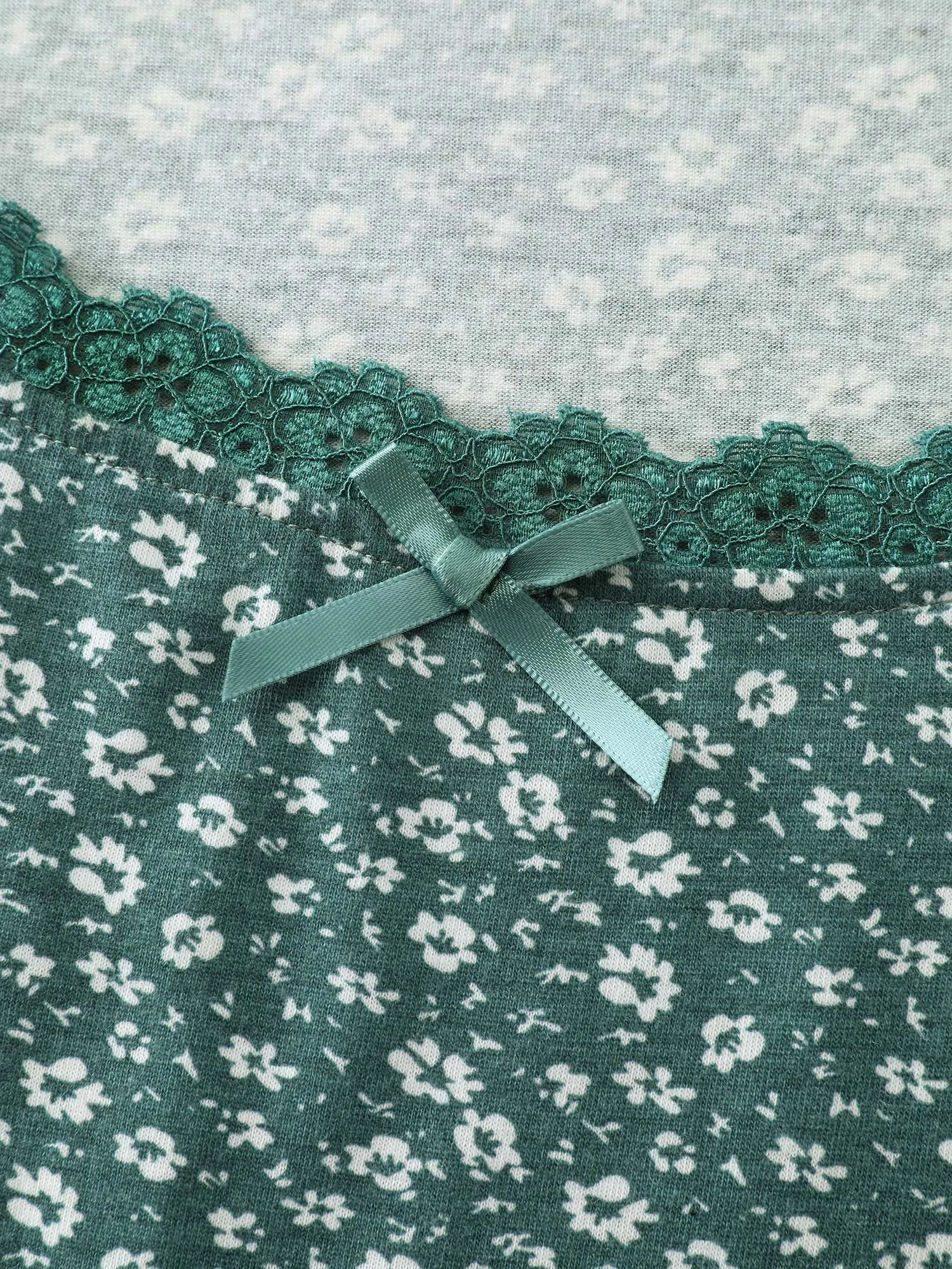 Floral Print Lace Neckline T-Shirt sold by Bloomchic product image thumbnail 5