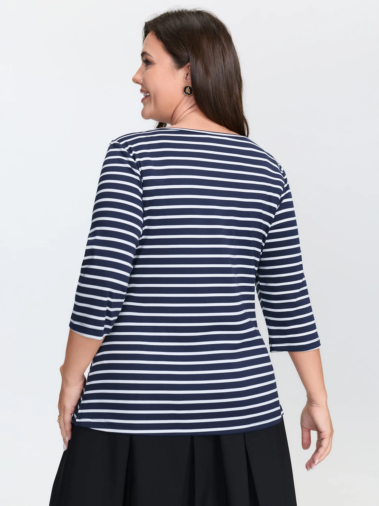 Striped Knotted Neck-Tie Knit Top sold by Bloomchic product image thumbnail 5