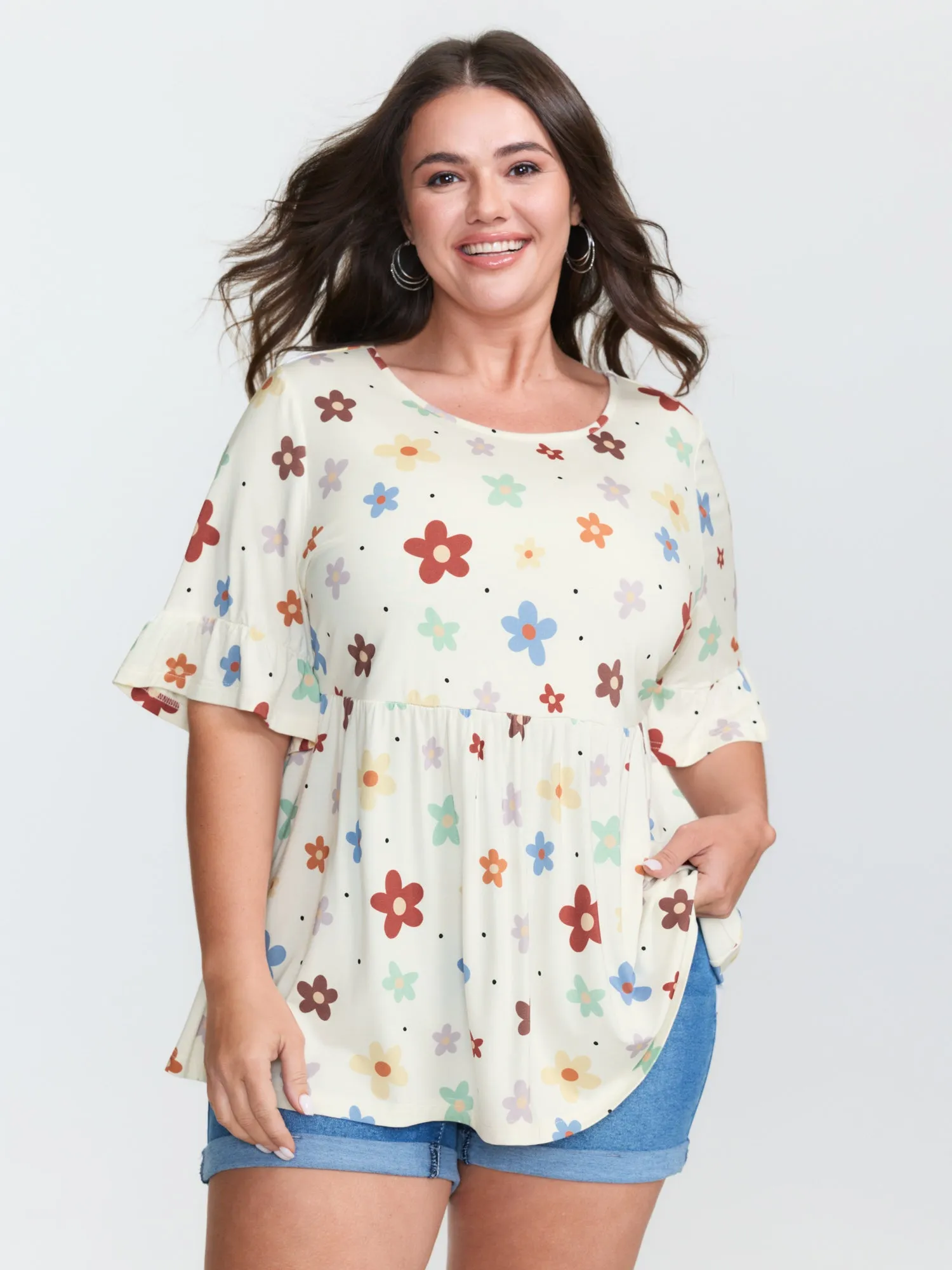 Floral Print Stretchy Knit Top sold by Bloomchic
