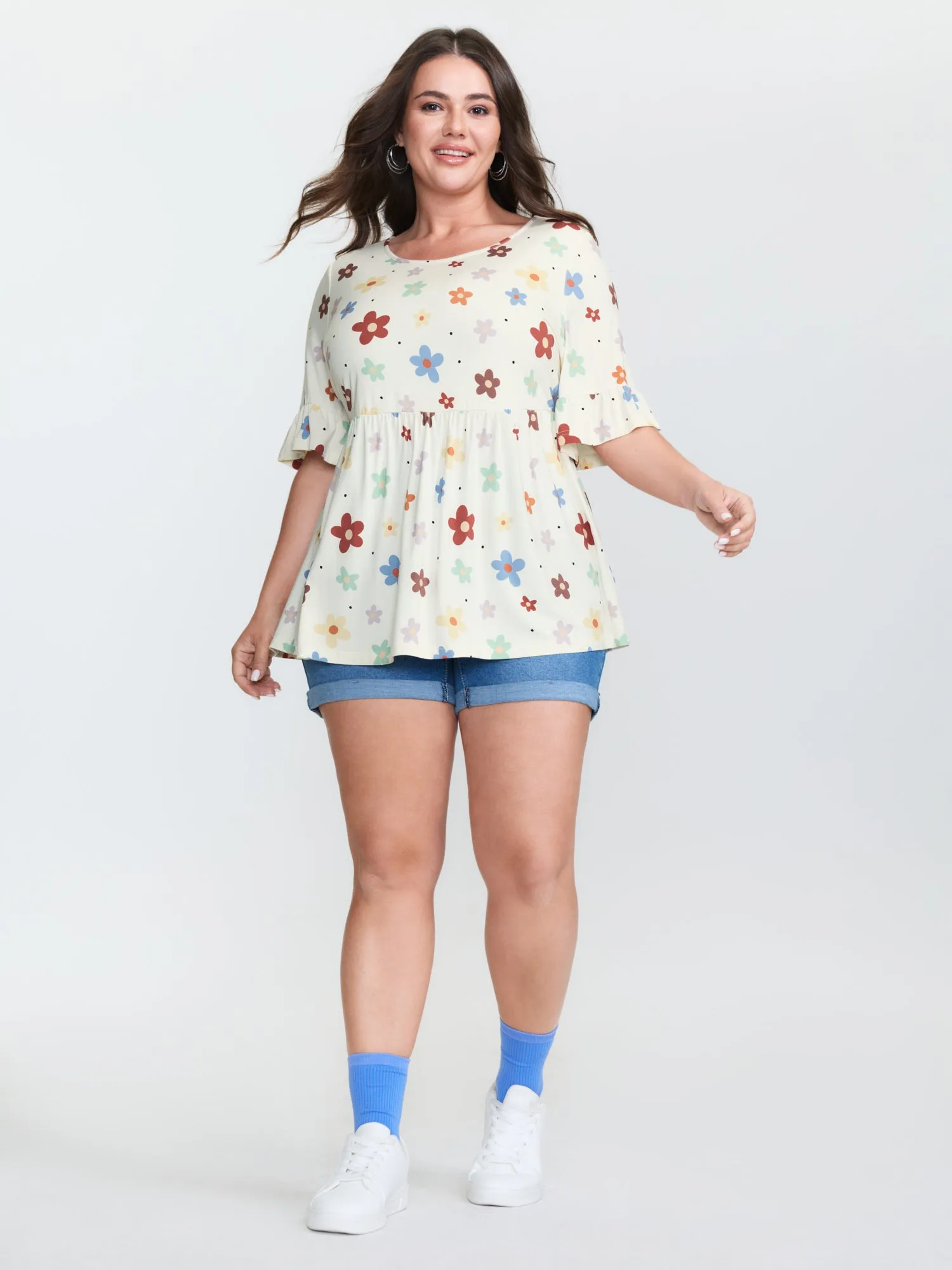 Floral Print Stretchy Knit Top sold by Bloomchic product image thumbnail 3