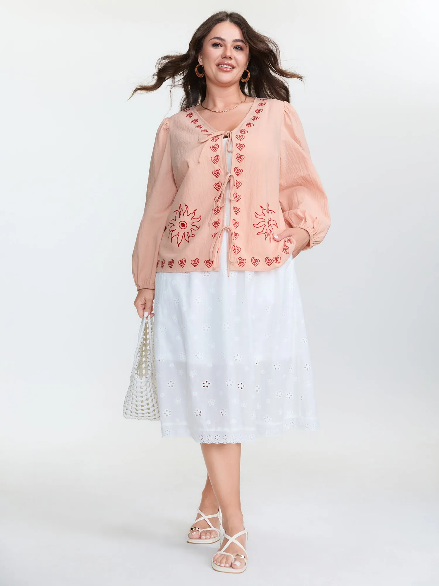 Floral Embroidered Double-Tie Blouse sold by Bloomchic product image thumbnail 4