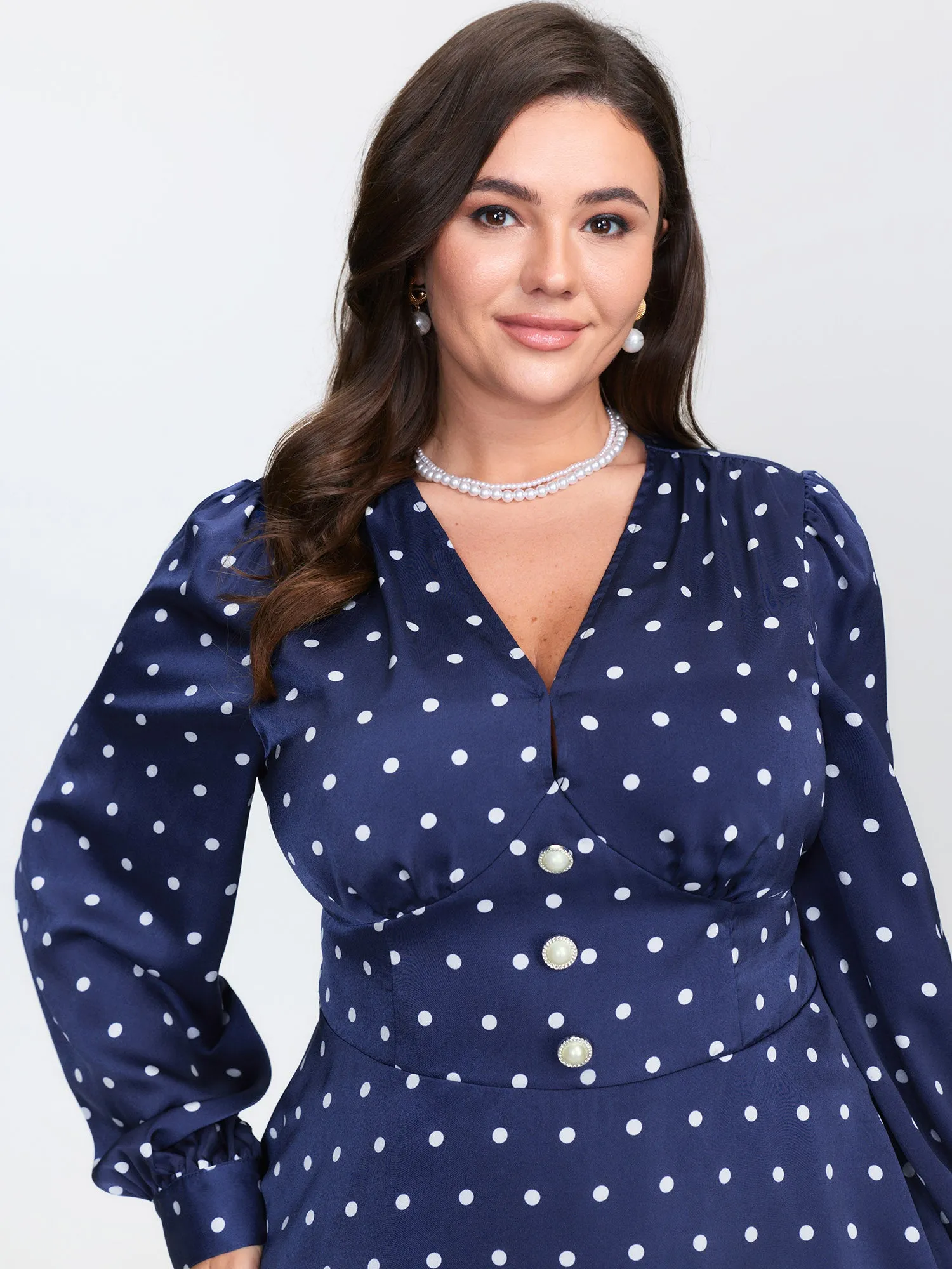 Retro Polka Dots Cinched-Waist Blouse sold by Bloomchic product image thumbnail 2