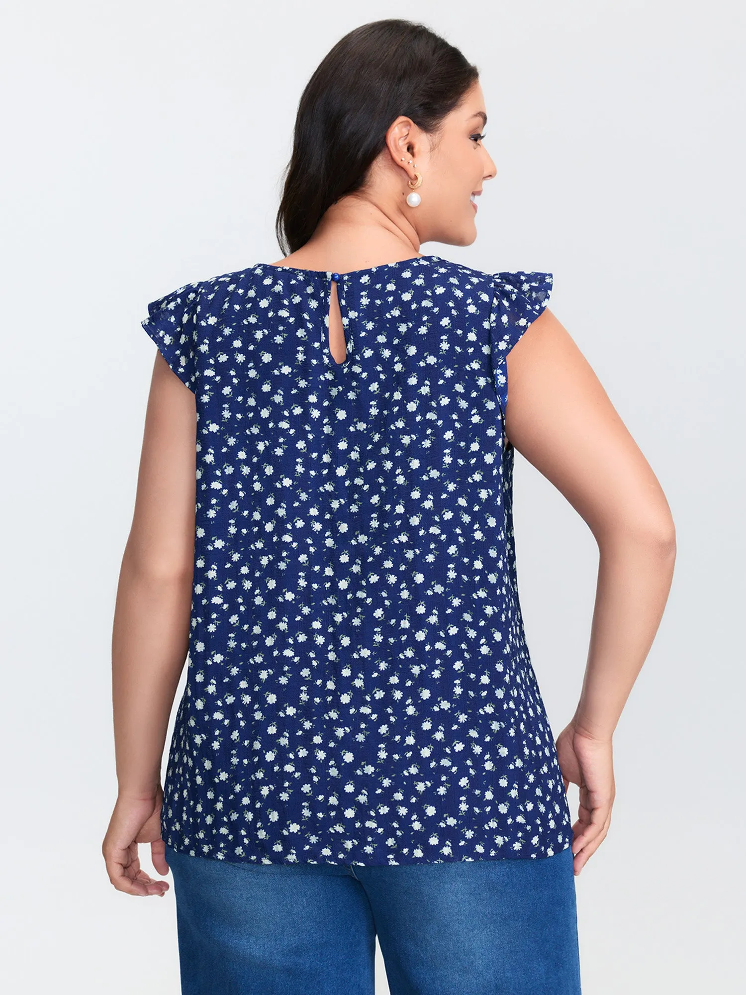 Floral Print Flutter Sleeve Blouse sold by Bloomchic product image thumbnail 4