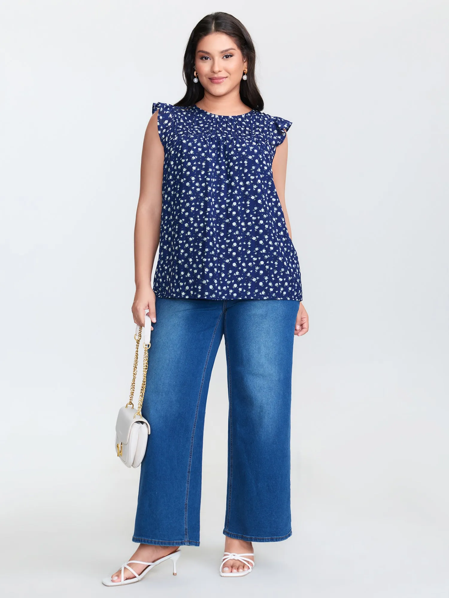 Floral Print Flutter Sleeve Blouse sold by Bloomchic product image thumbnail 3