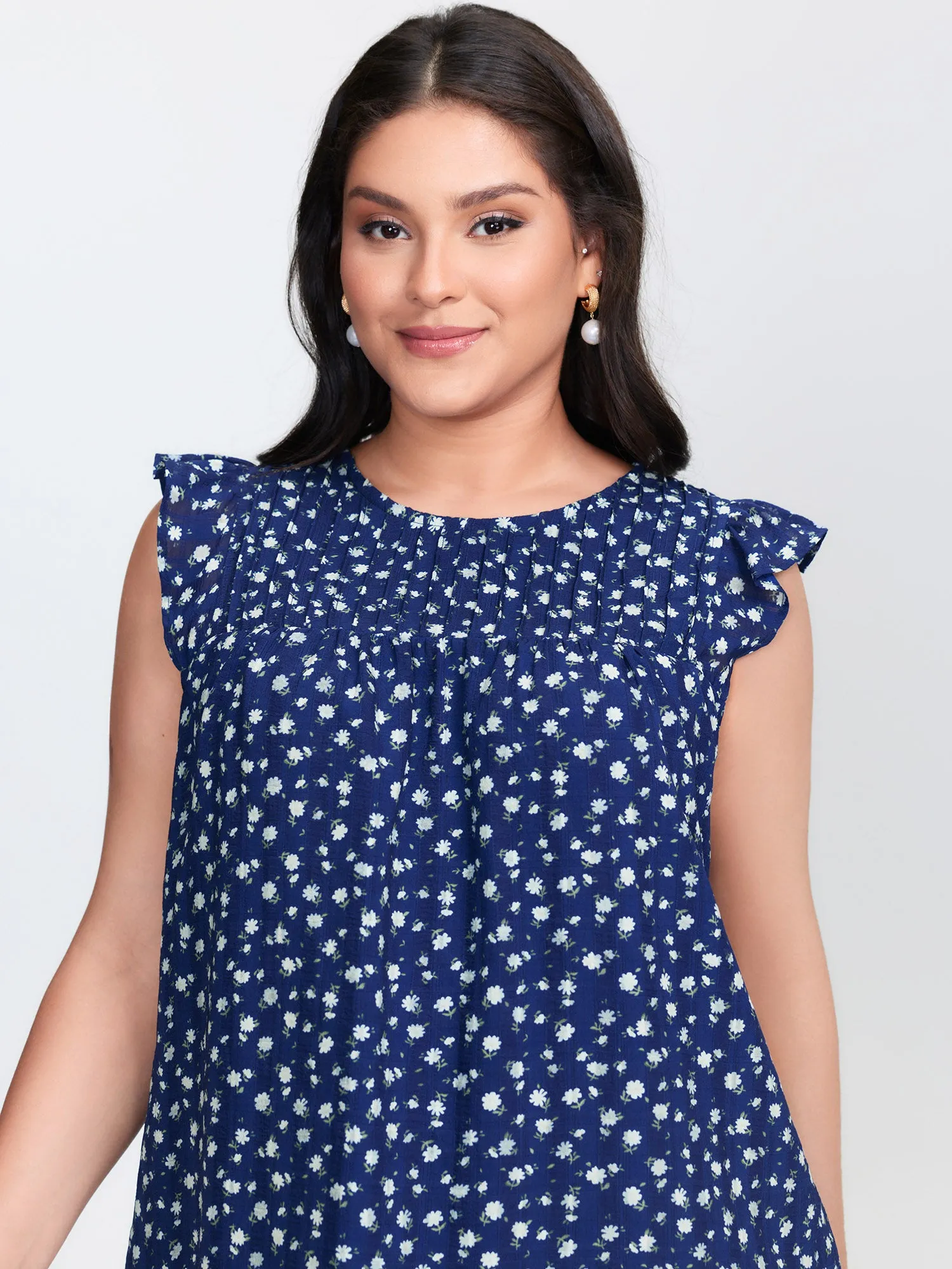 Floral Print Flutter Sleeve Blouse sold by Bloomchic product image thumbnail 2