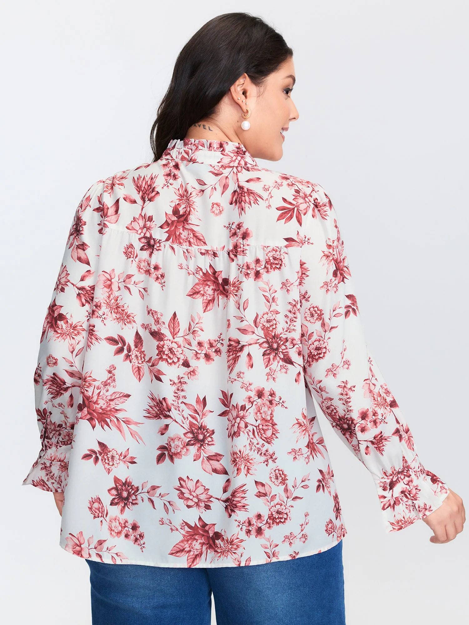 Romantic Floral Ruffled Collar Ribbon Blouse sold by Bloomchic product image thumbnail 5