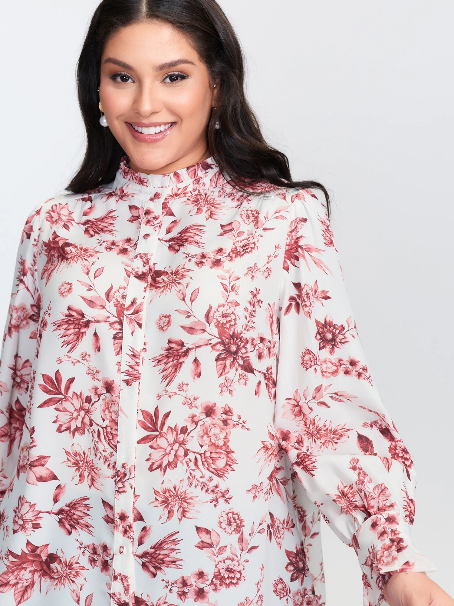 Romantic Floral Ruffled Collar Ribbon Blouse sold by Bloomchic product image thumbnail 2