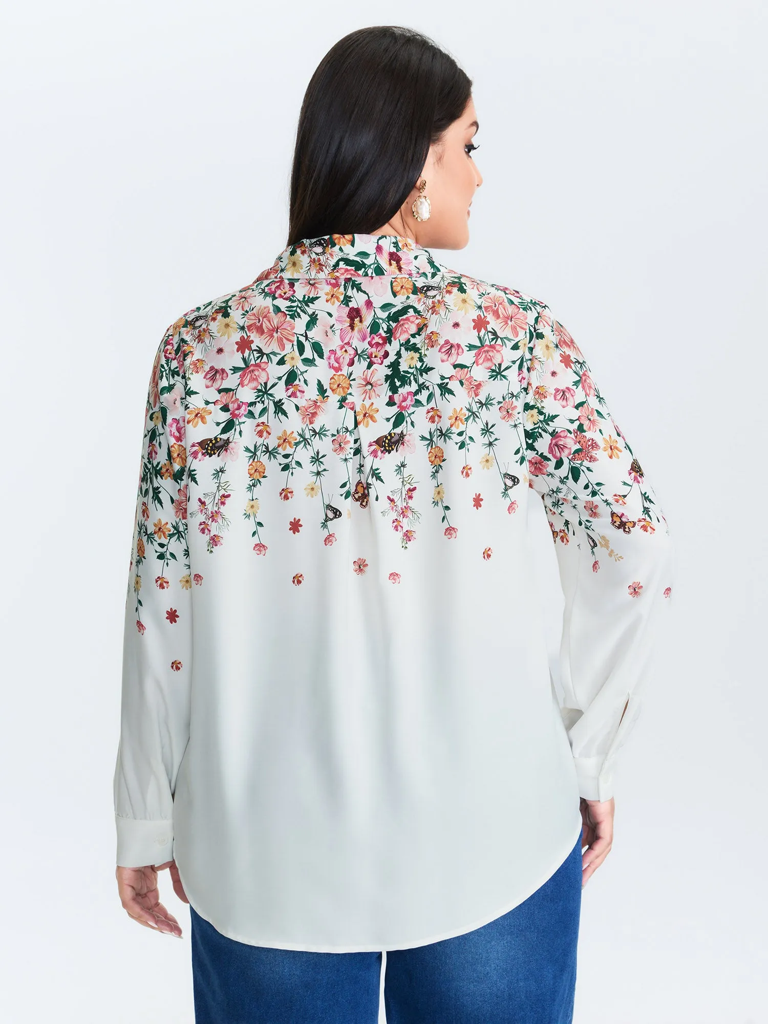 Floral Print Neckline Button-Down Blouse sold by Bloomchic product image thumbnail 5