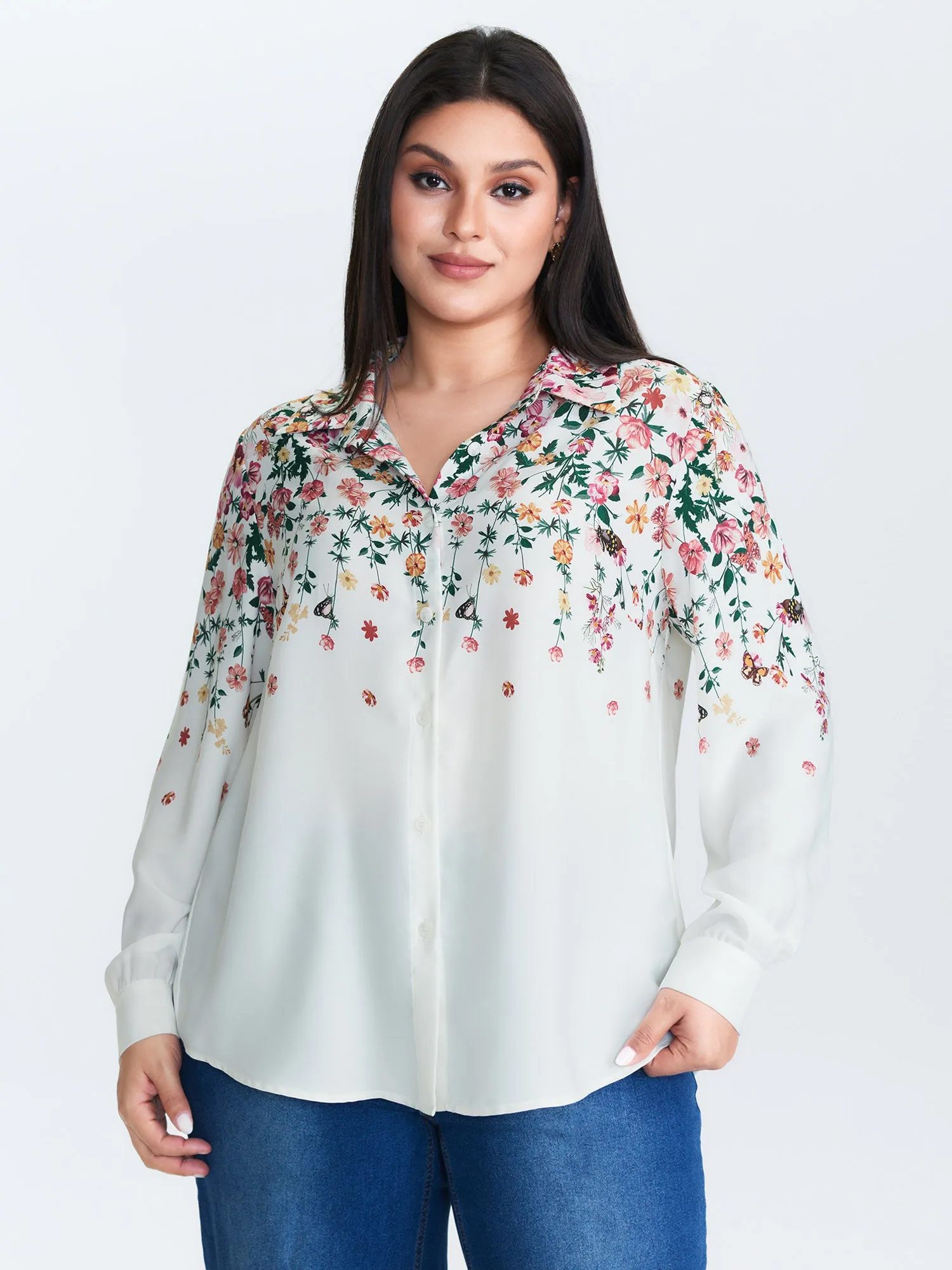 Floral Print Neckline Button-Down Blouse sold by Bloomchic product image thumbnail 4