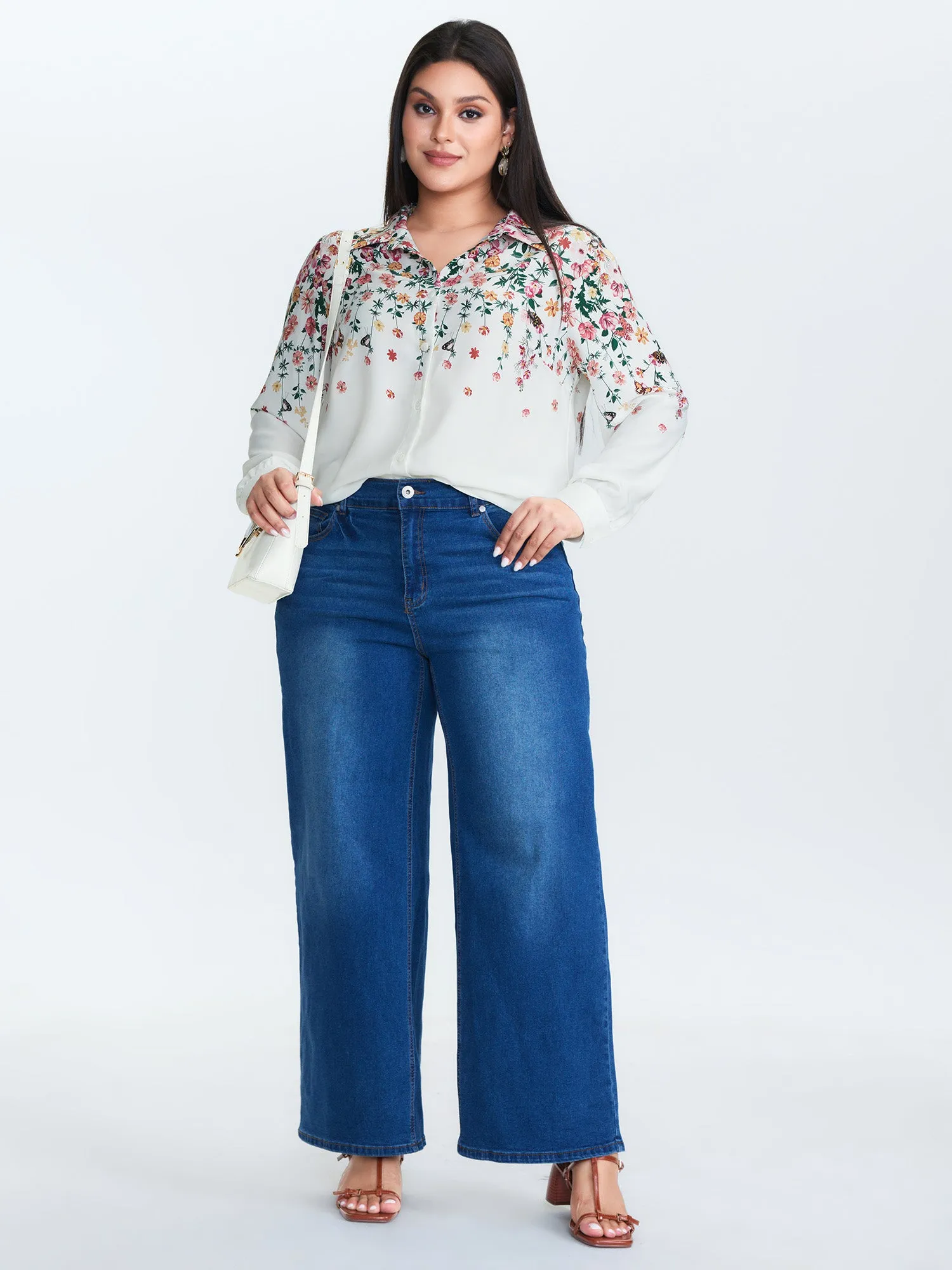 Floral Print Neckline Button-Down Blouse sold by Bloomchic product image thumbnail 2