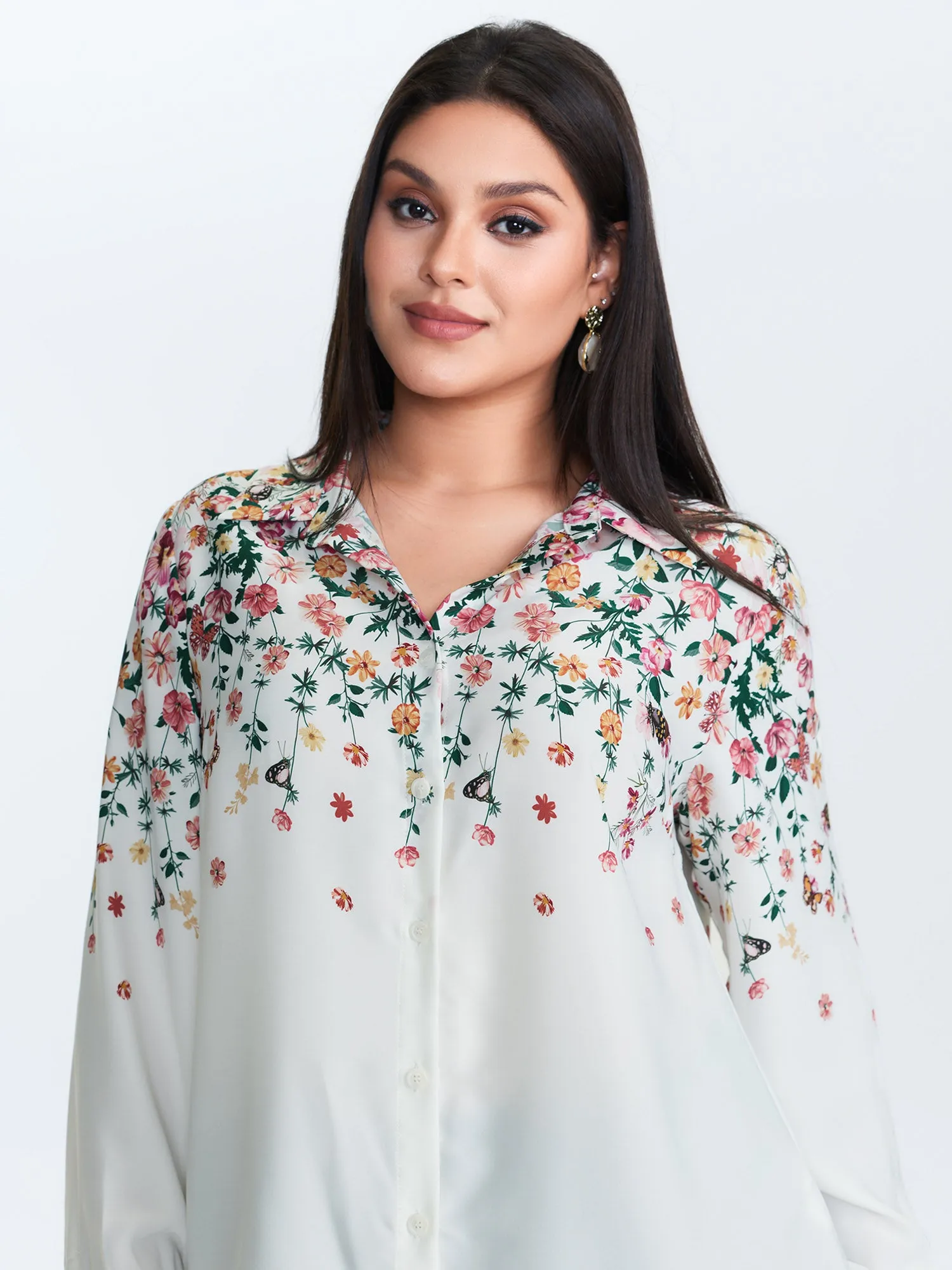Floral Print Neckline Button-Down Blouse sold by Bloomchic product image thumbnail 3