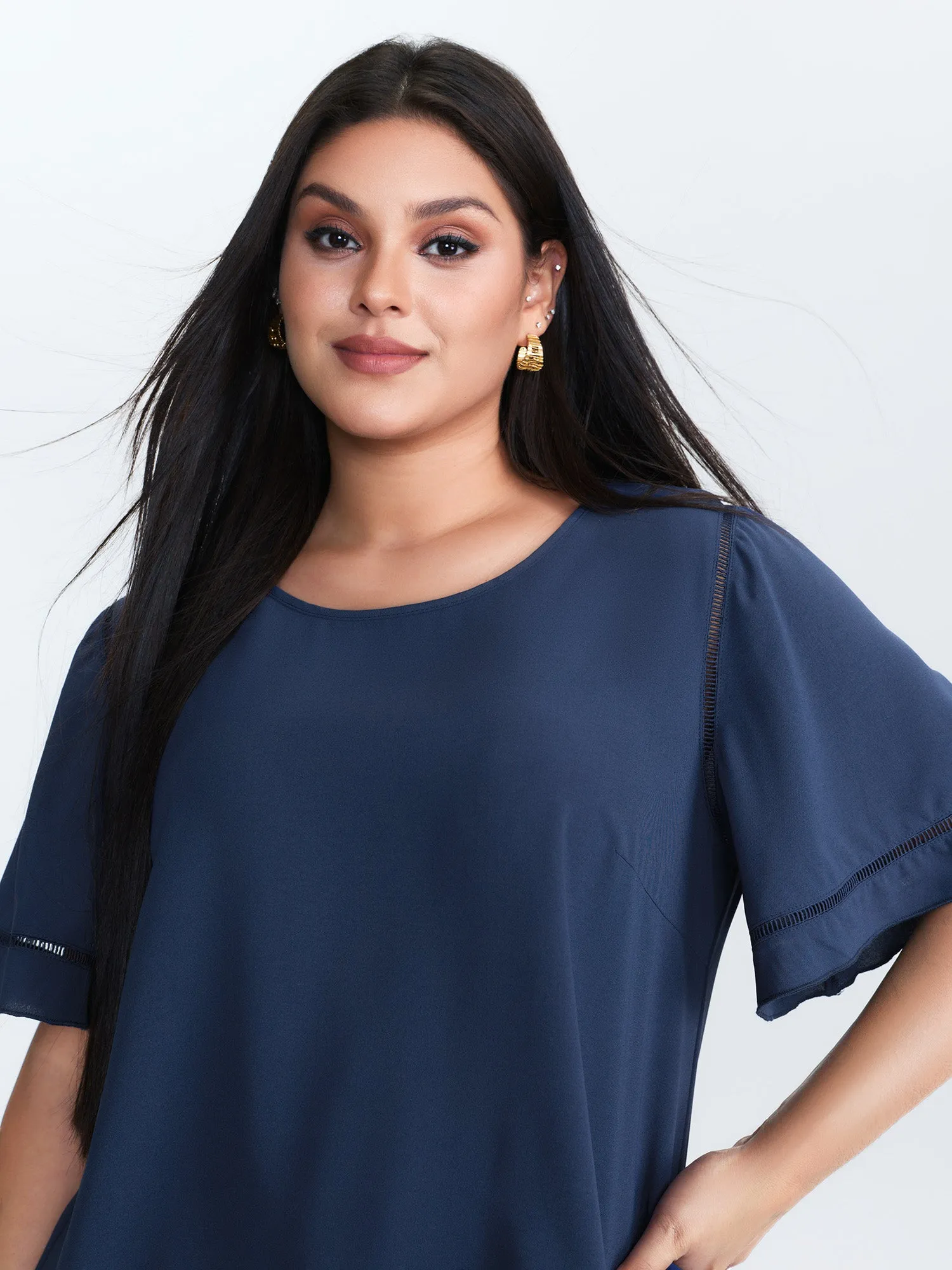 Ruffled Sleeve Round Neck Blouse sold by Bloomchic product image thumbnail 2
