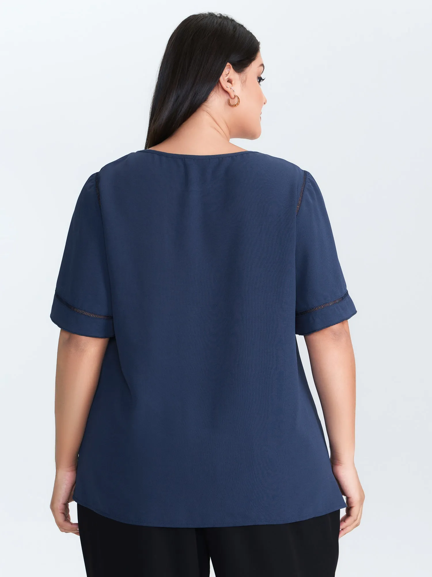 Ruffled Sleeve Round Neck Blouse sold by Bloomchic product image thumbnail 5