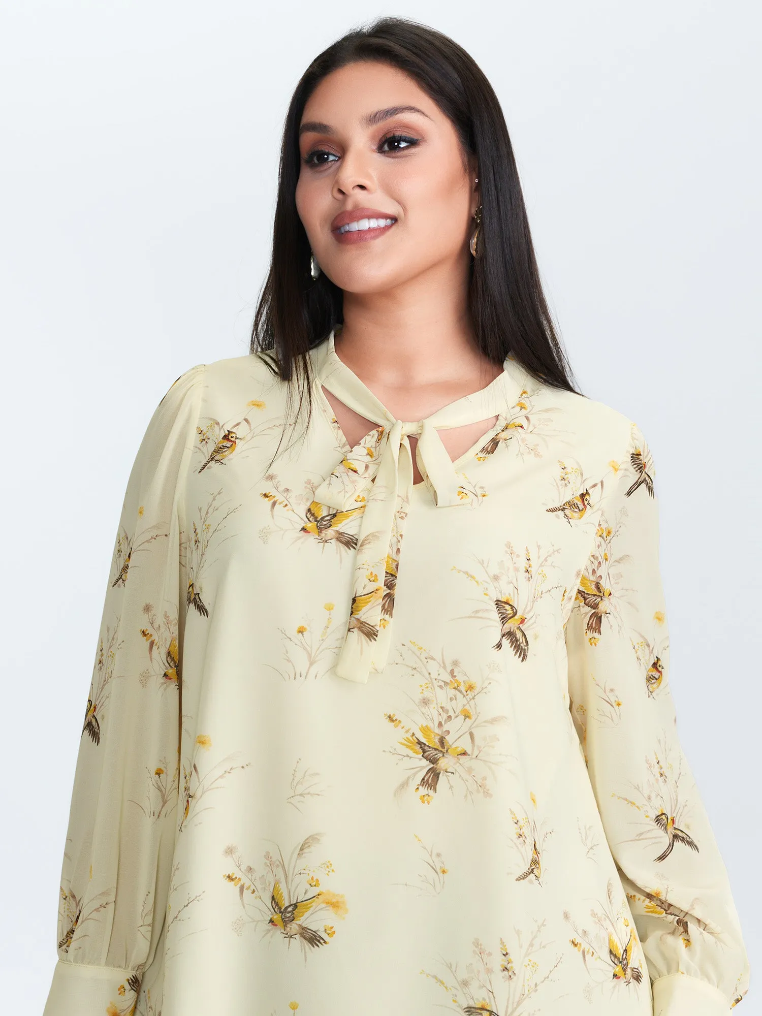 Floral Print Ribbon-Tie Neckline Blouse sold by Bloomchic product image thumbnail 2