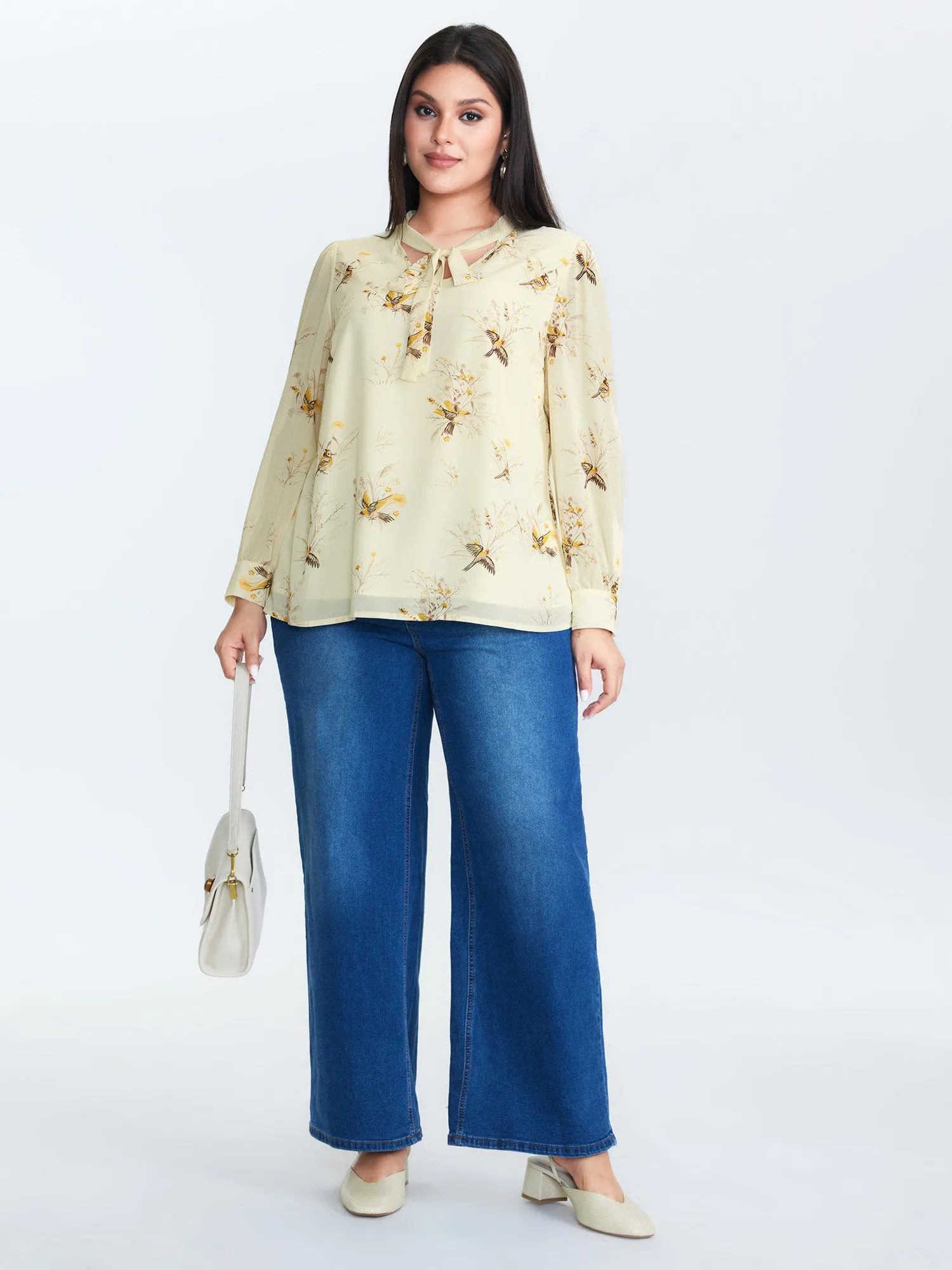 Floral Print Ribbon-Tie Neckline Blouse sold by Bloomchic product image thumbnail 3