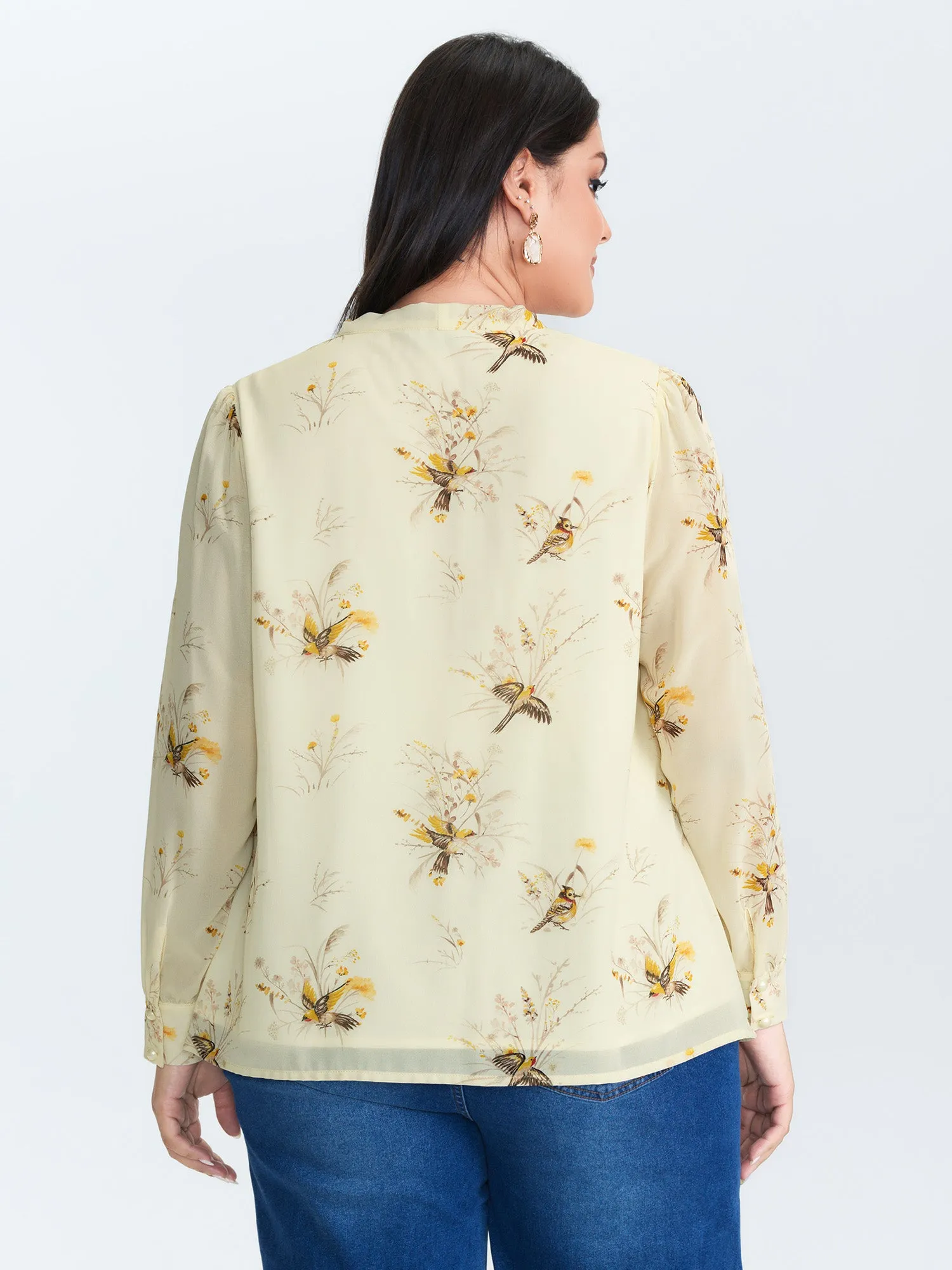 Floral Print Ribbon-Tie Neckline Blouse sold by Bloomchic product image thumbnail 4