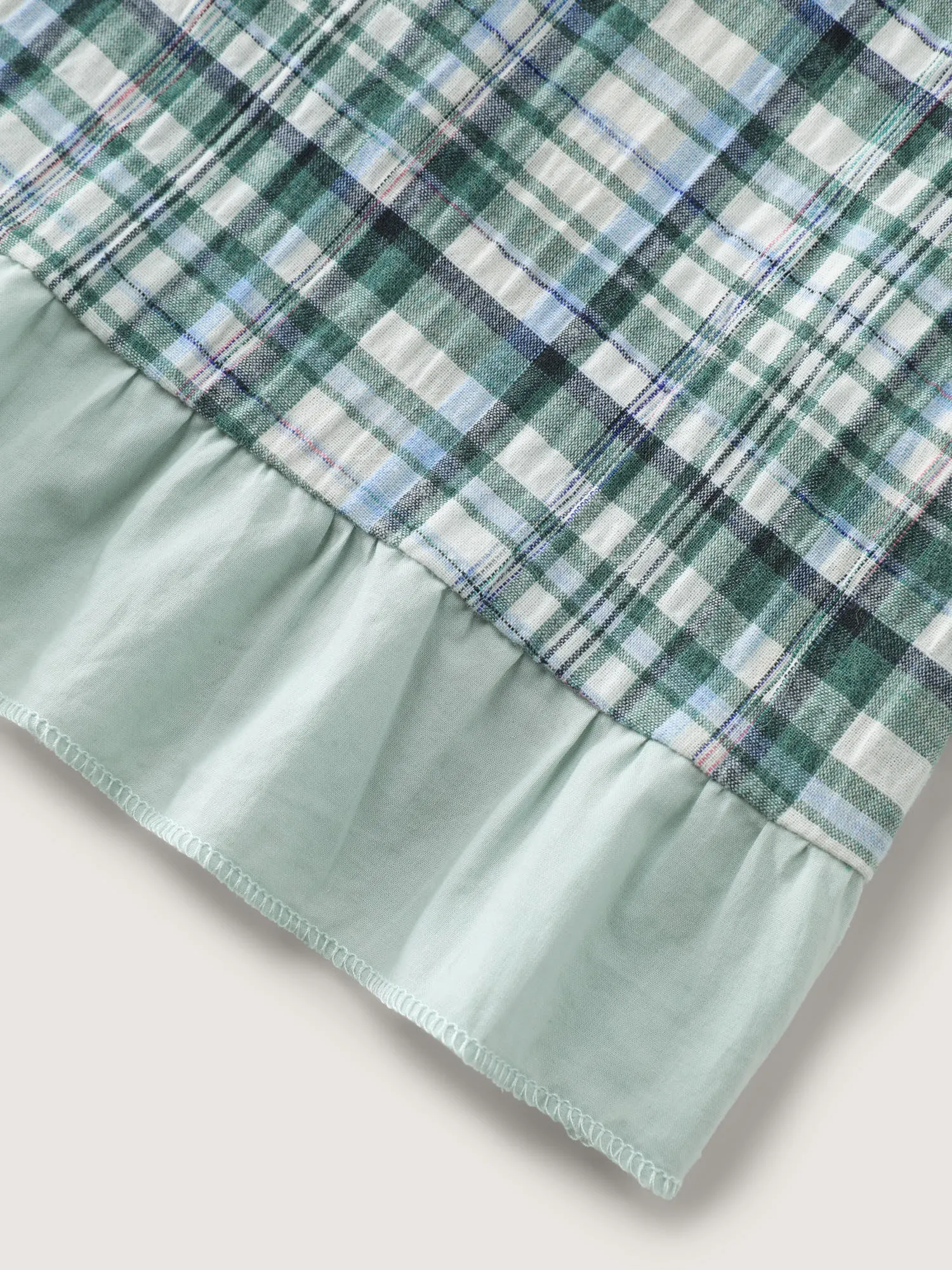 Cotton Grid Pattern Contrast Button-Down Blouse sold by Bloomchic product image thumbnail 5