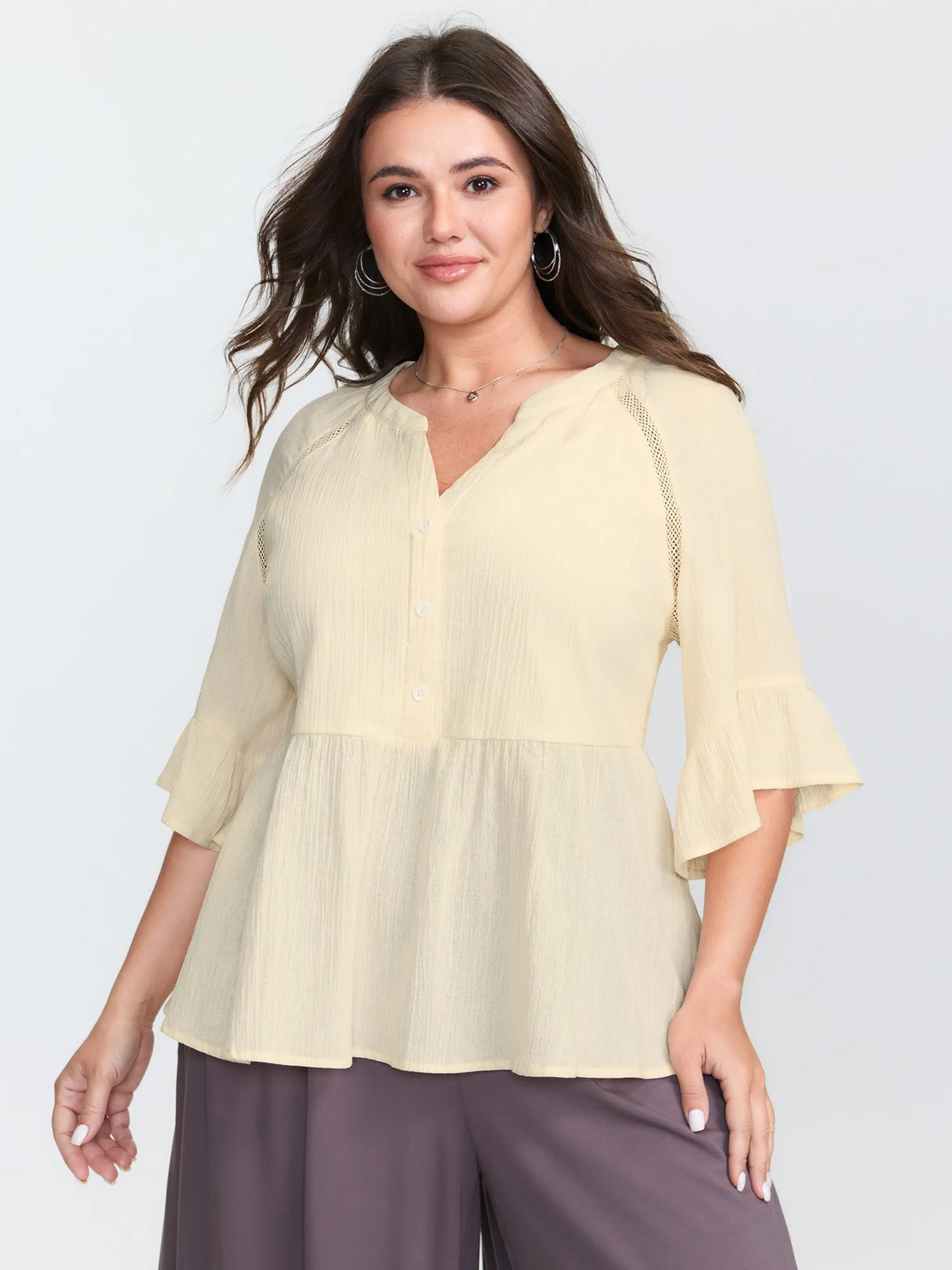 Pure Cotton Ruffled Lace Blouse sold by Bloomchic