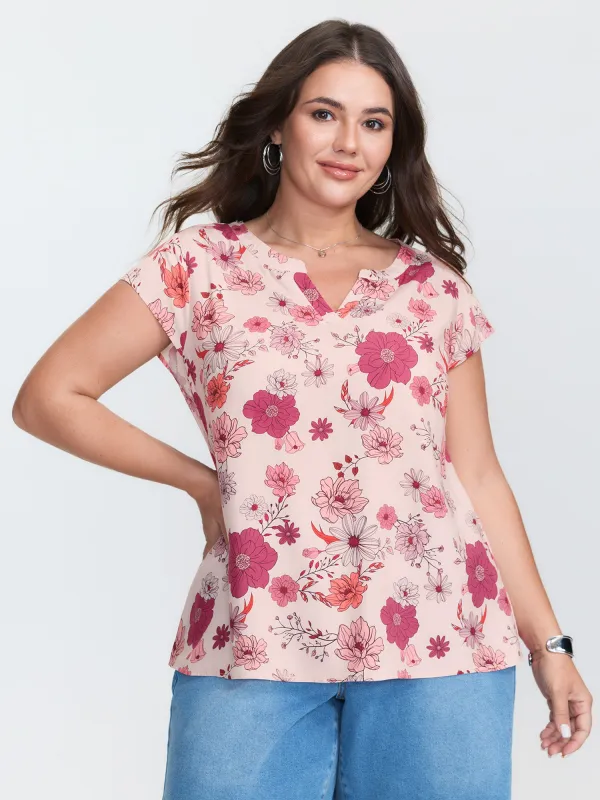 Floral Print Notched Collar Blouse sold by Bloomchic