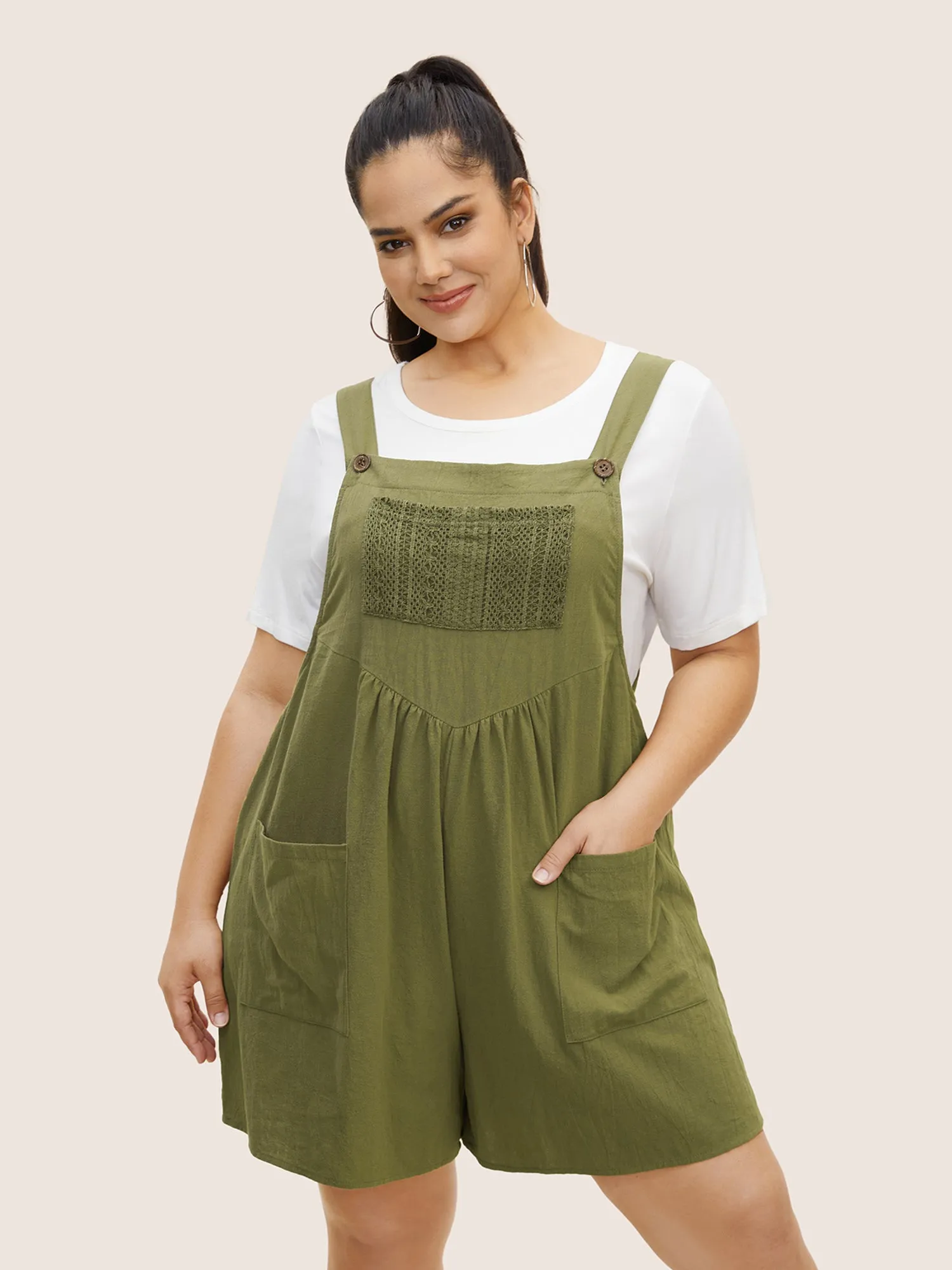 Cotton Plain Textured Patch Pocket Jumpsuit sold by Bloomchic product image thumbnail 4