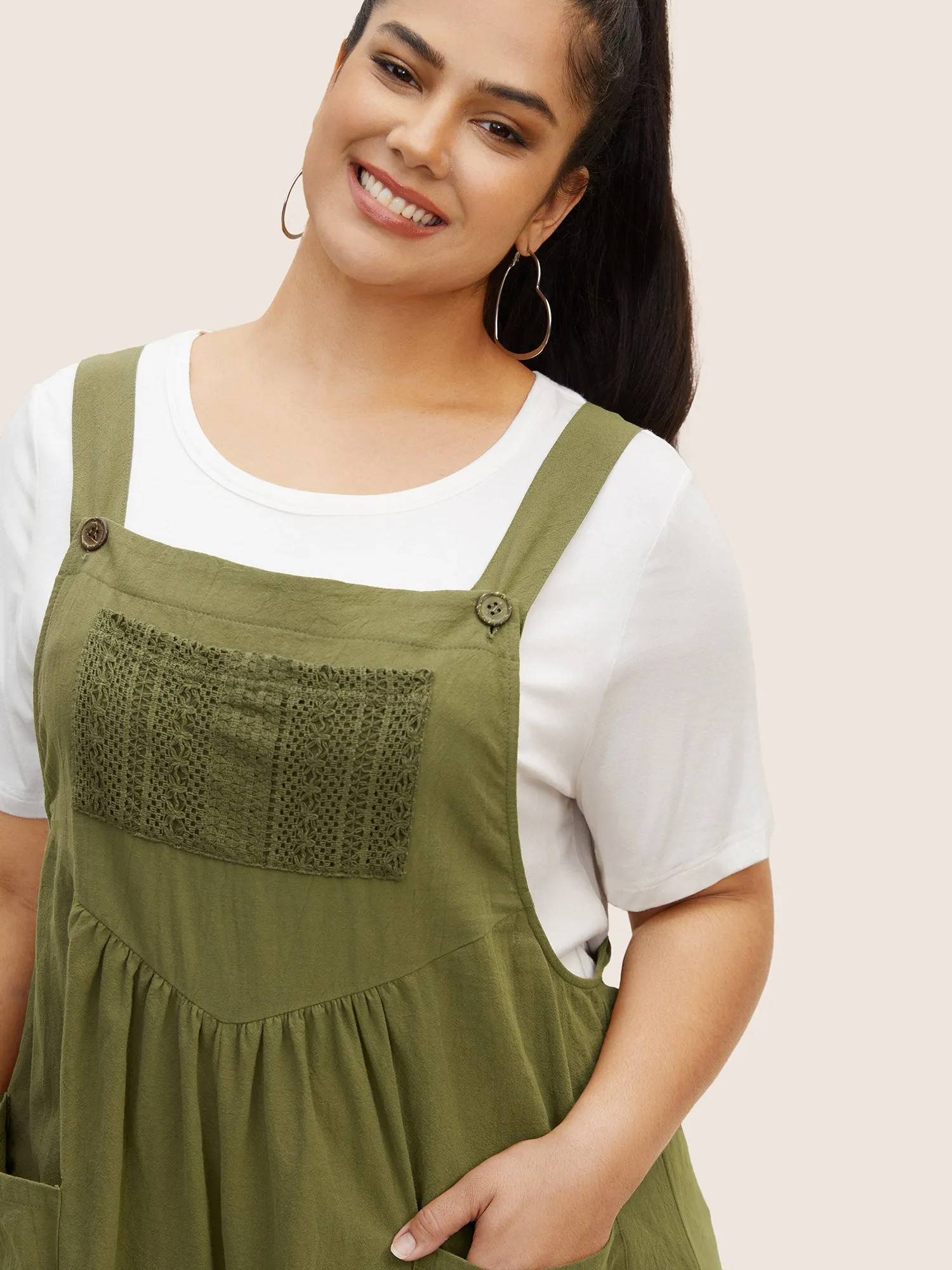 Cotton Plain Textured Patch Pocket Jumpsuit sold by Bloomchic product image thumbnail 3