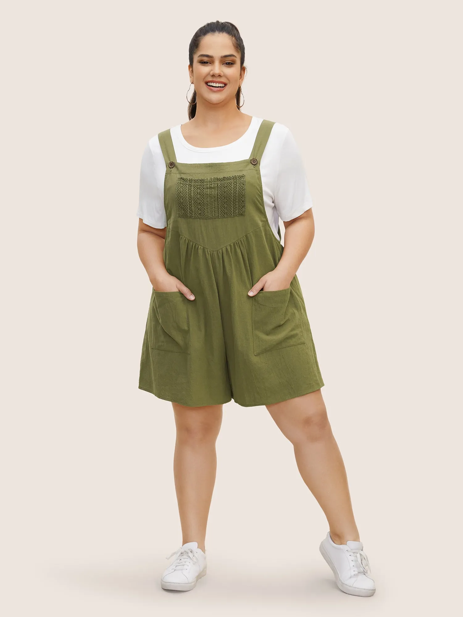 Cotton Plain Textured Patch Pocket Jumpsuit sold by Bloomchic product image thumbnail 2