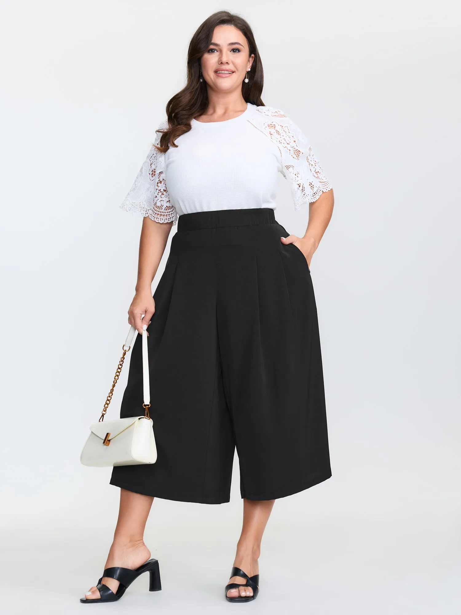 Stretchy Waist Wide-Leg Pants sold by Bloomchic product image thumbnail 2