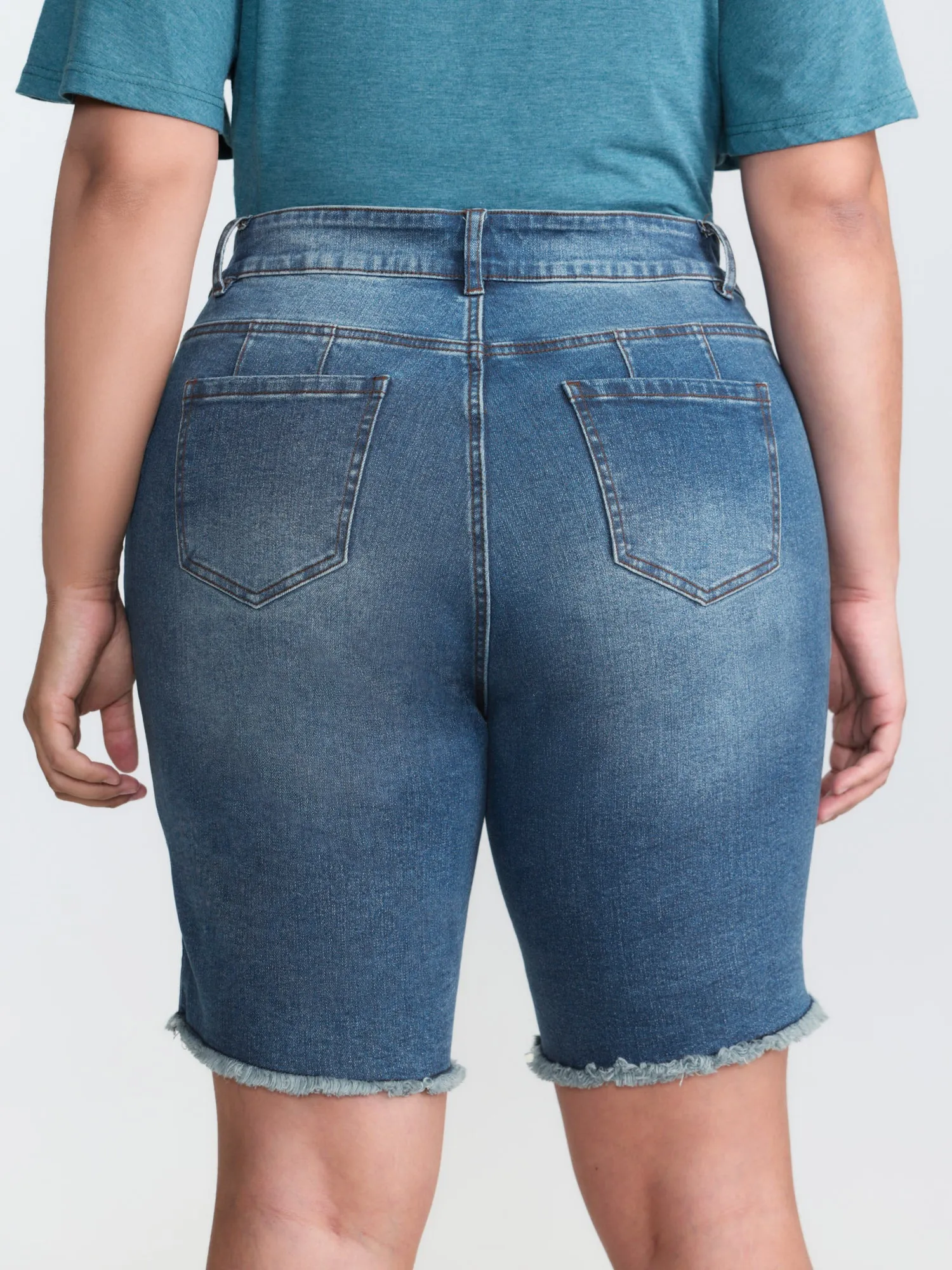 Stretchy Mid-Rise Denim Shorts sold by Bloomchic product image thumbnail 5