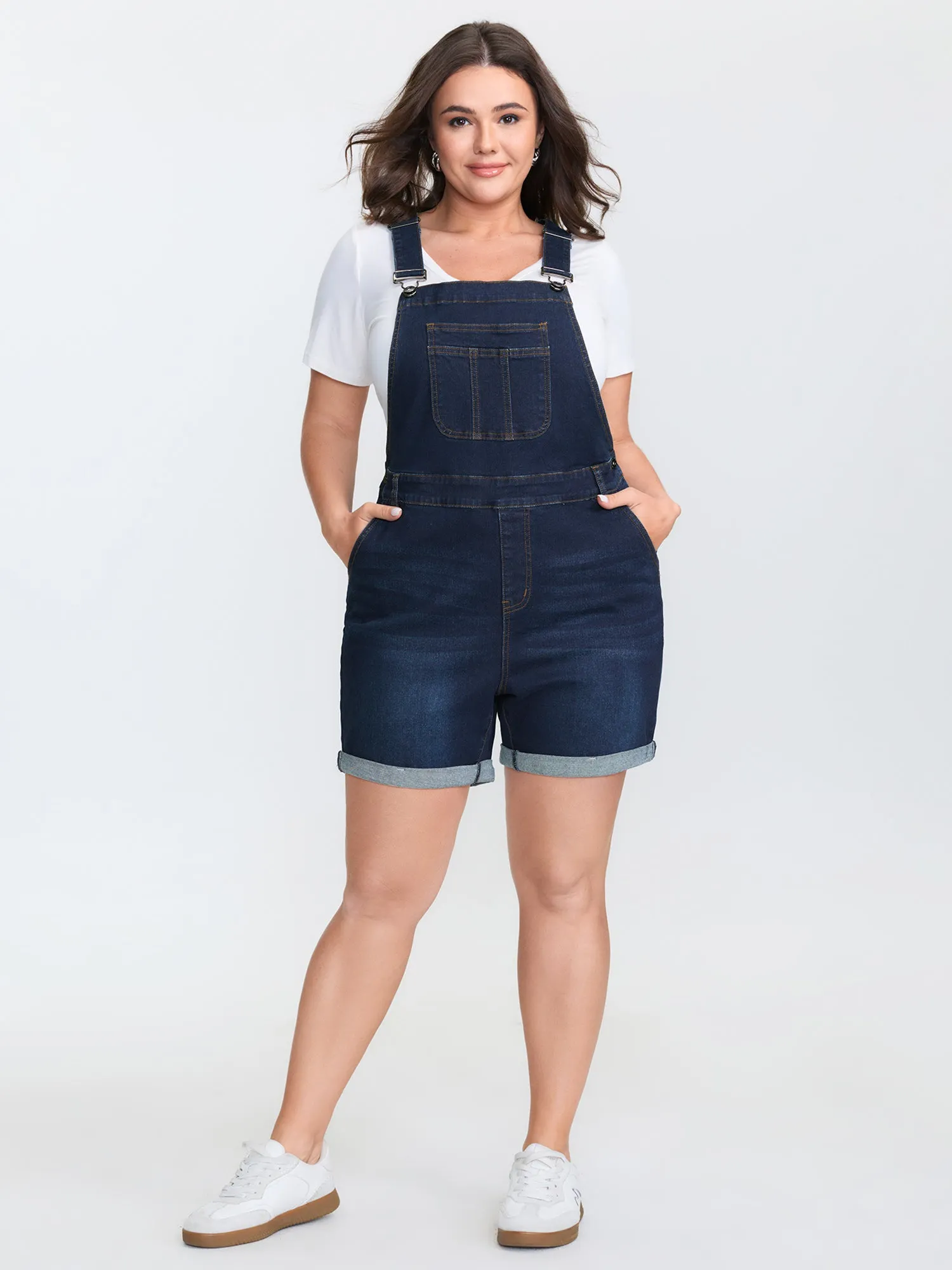 Stretchy Straight-Leg Denim Overall Jumpsuit sold by Bloomchic product image thumbnail 3