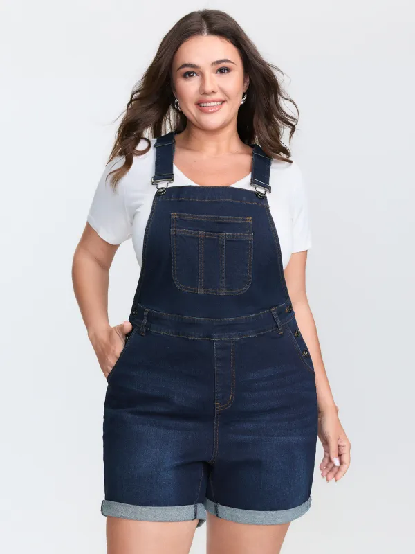Stretchy Straight-Leg Denim Overall Jumpsuit made by Bloomchic