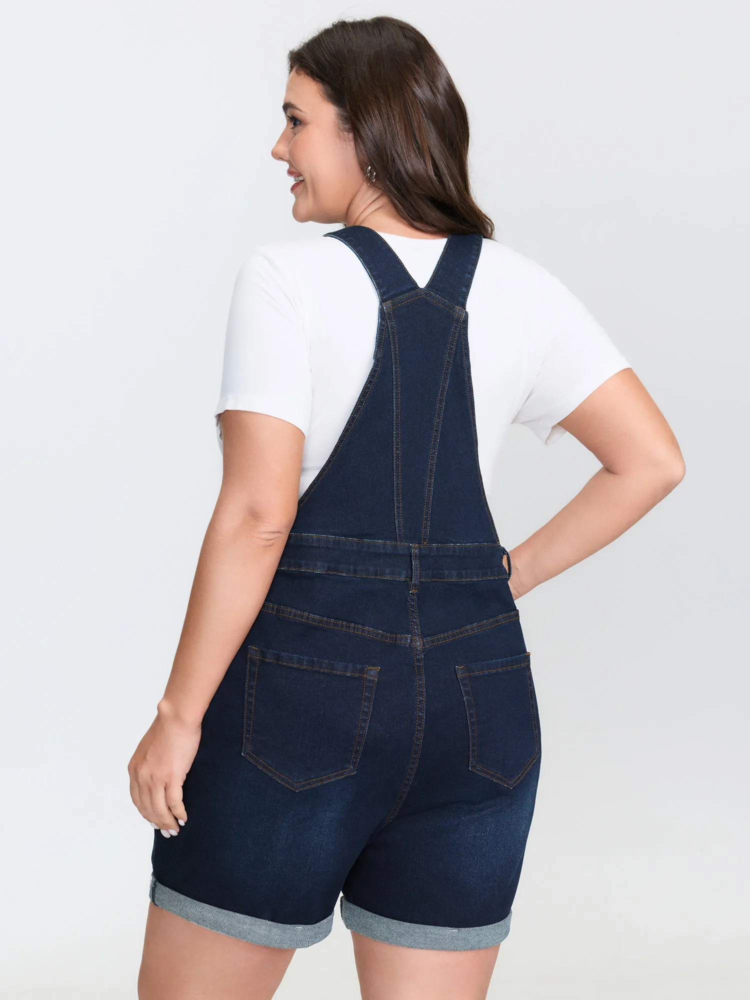 Stretchy Straight-Leg Denim Overall Jumpsuit sold by Bloomchic product image thumbnail 5