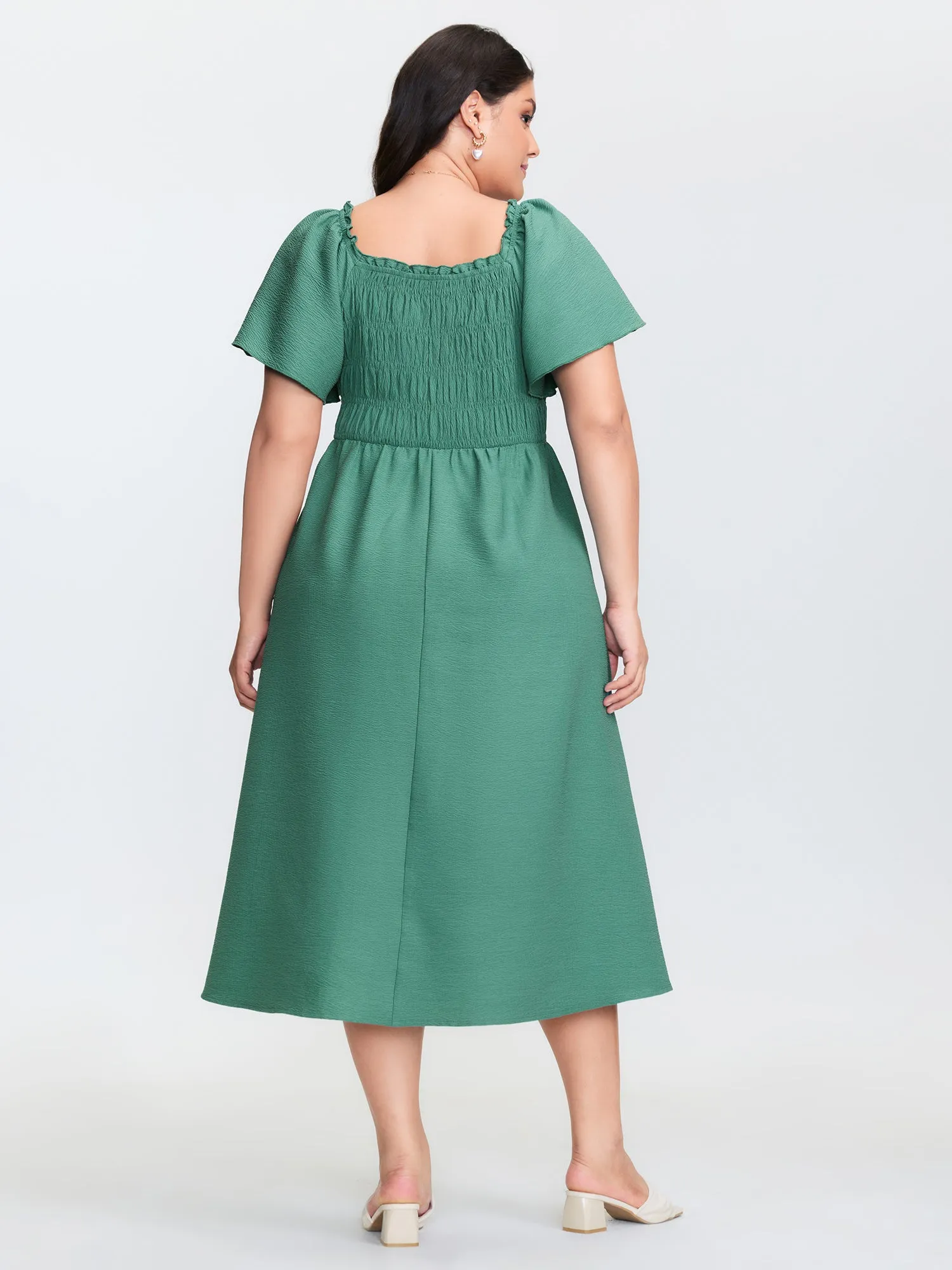 Bust-Friendly Flared Sleeve Midi Dress sold by Bloomchic product image thumbnail 4