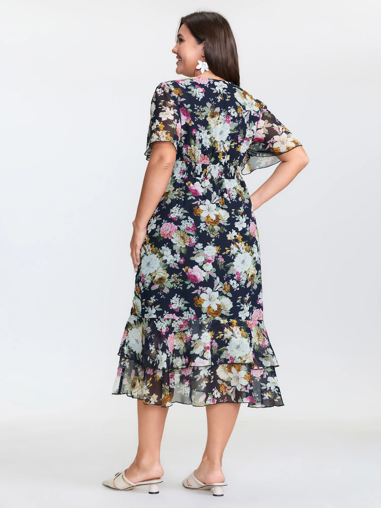 Floral Print Fishtail Hem Midi Dress sold by Bloomchic product image thumbnail 4